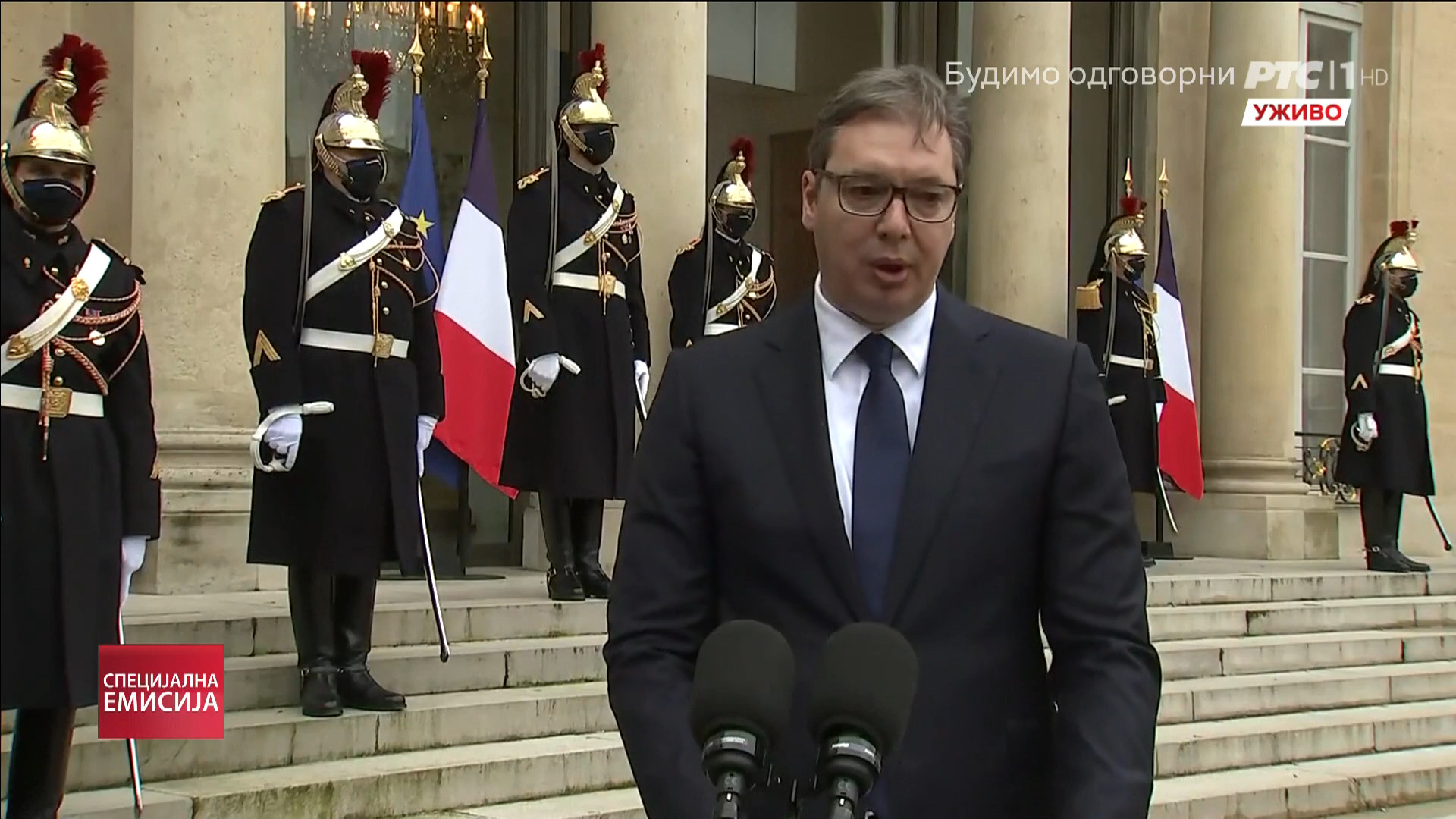 Aleksandar Vučić, Emanuel Makron, poseta, Pariz, Francuska Foto: Screenshot/RTS
