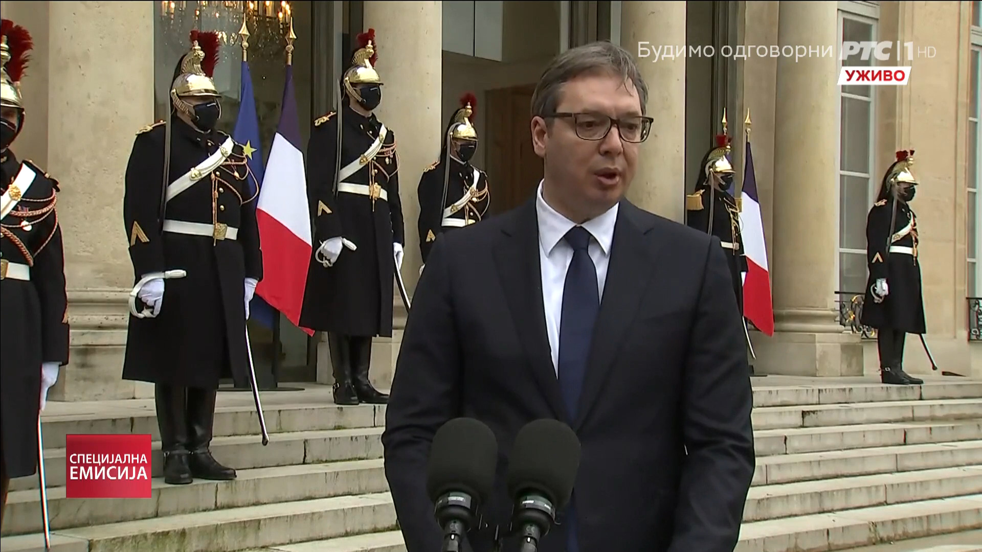 Aleksandar Vučić, Emanuel Makron, poseta, Pariz, Francuska Foto: Screenshot/RTS