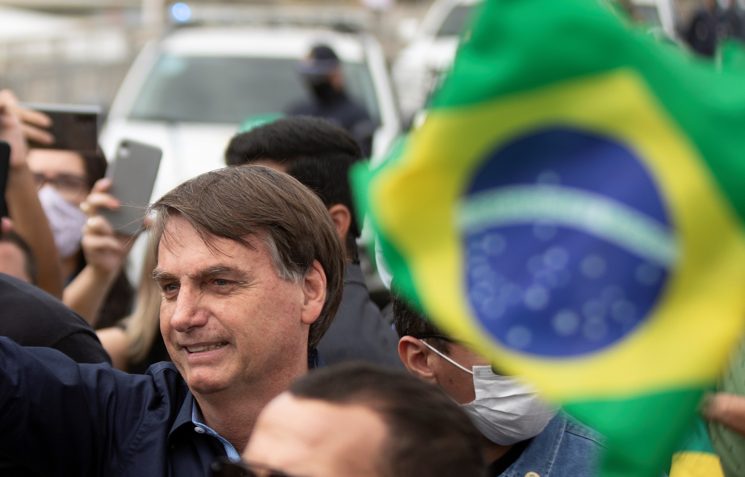 Brazilian president Bolsonaro meets demonstrators in Brasilia