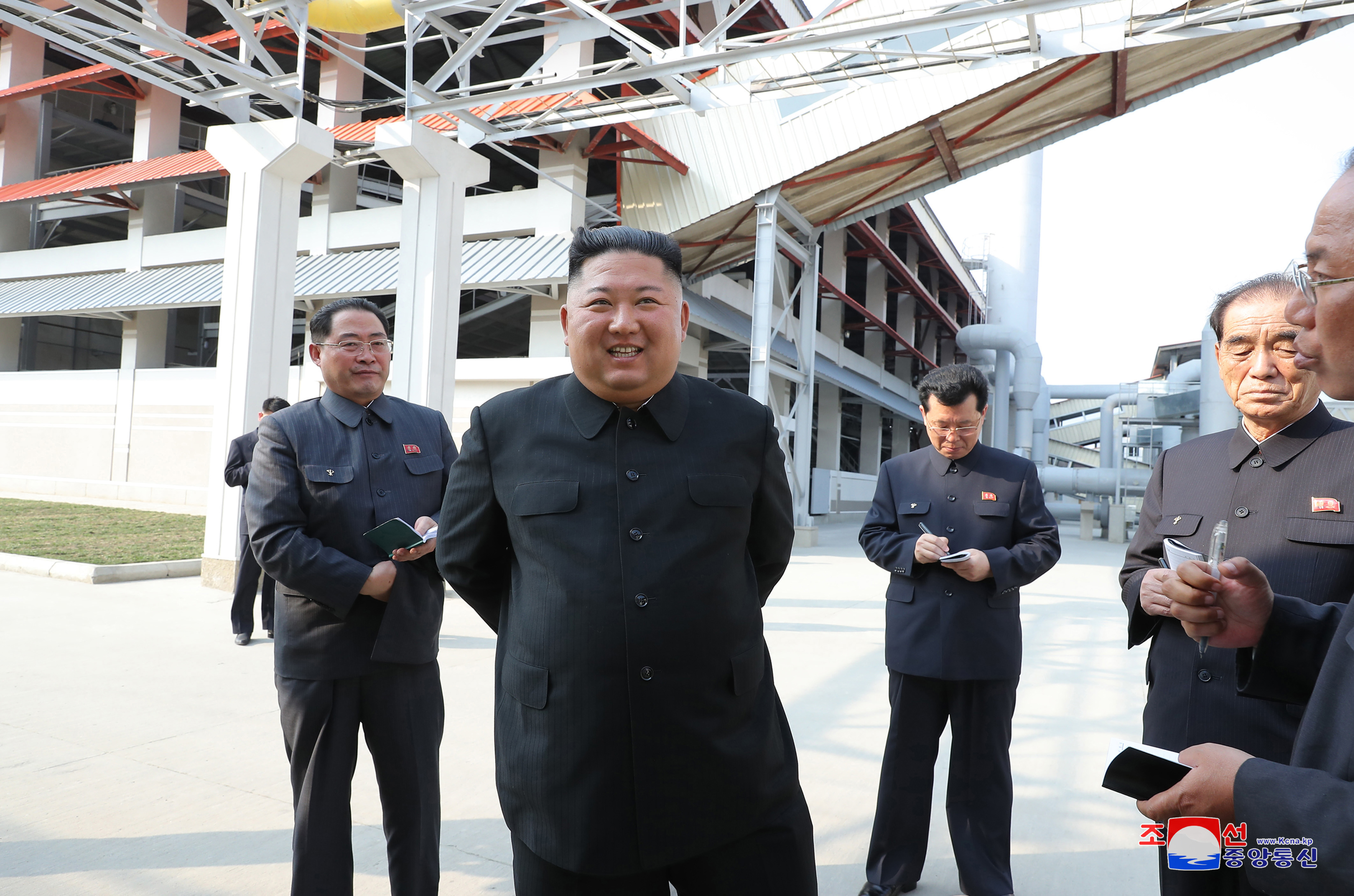 Kim Džong Un, Korean leader Kim Jong-un attends factory completion ceremony in North Korea