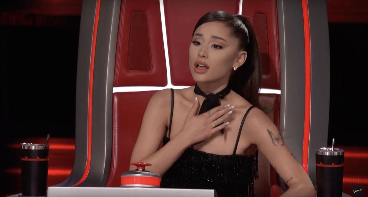 First look at Ariana Grande in the iconic red chair as she joins The Voice as the latest coach