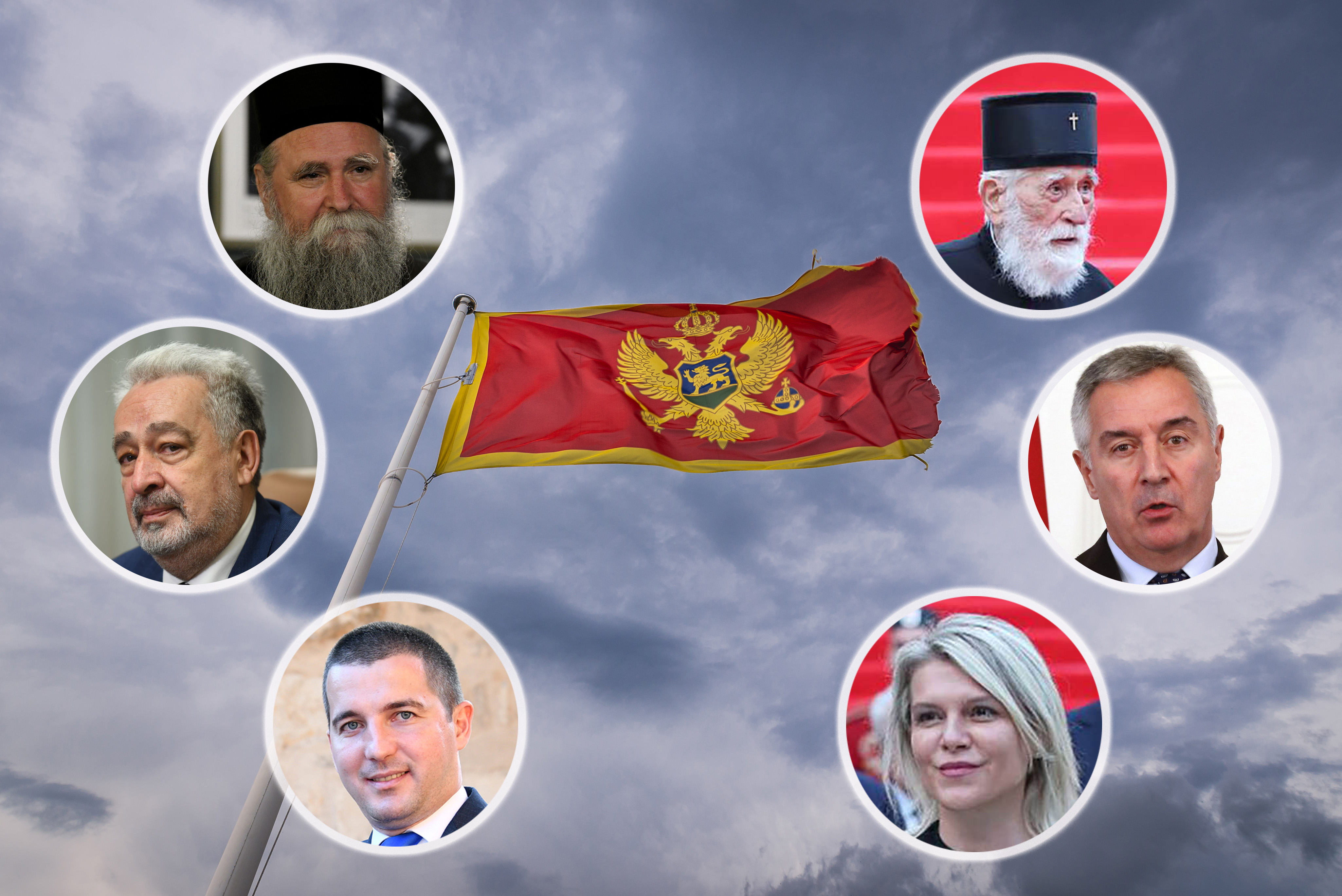 Flag of Montenegro in Forte Mare stronghold of Herceg Novi coastal town