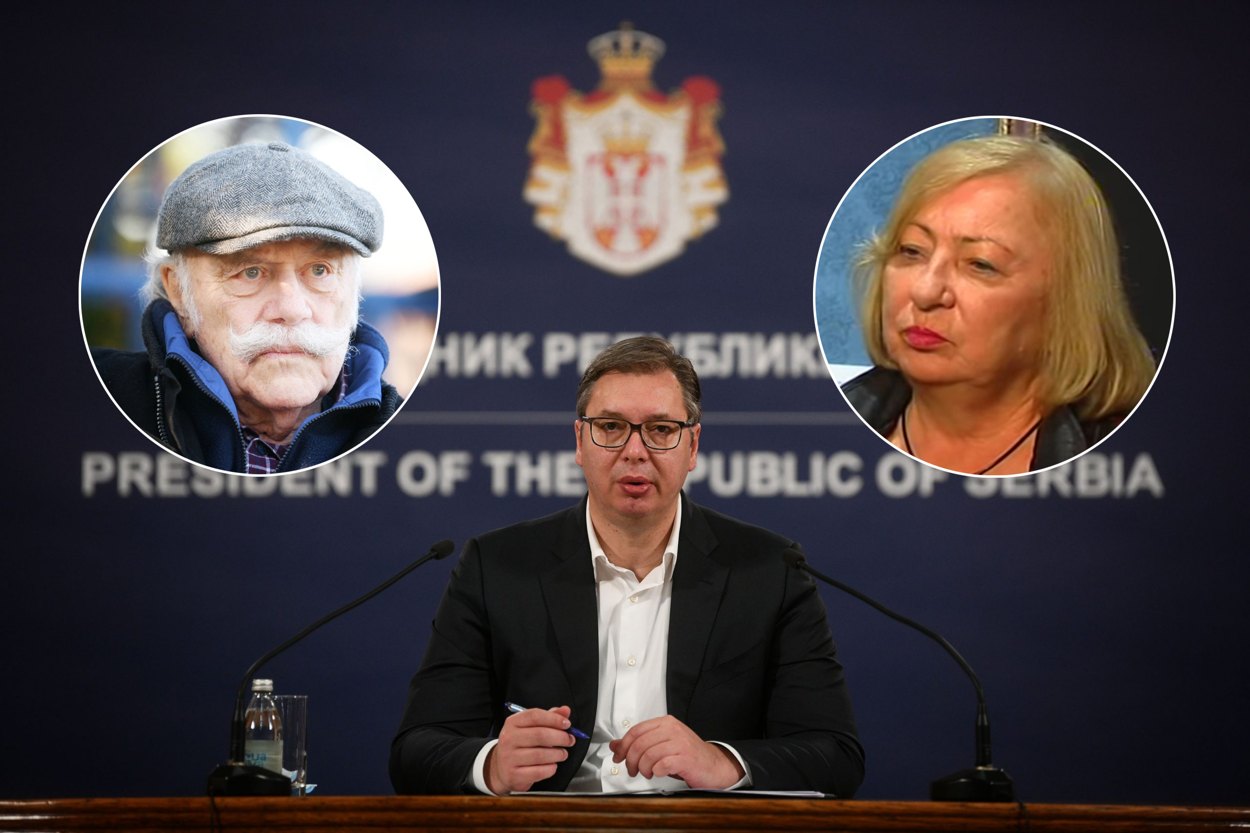 Dragoljub Bakić, Aleksandar Vučić, Ljubinka Trgovčević, kombo Foto: Arhiva/RTS Kulturna baština - Zvanični kanal