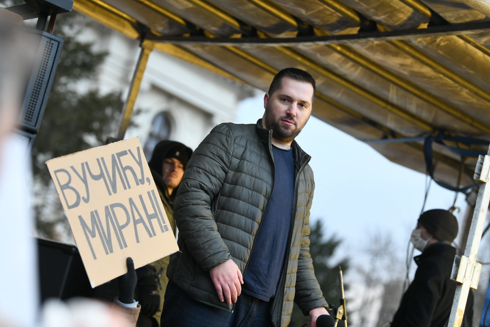 Beograd 16. januar 2021. Udruzenje radnika na internetu (frilenseri) protest ispred Narodne skupstine u Beogradu  Foto:Vesna Lalić/Nova.rs