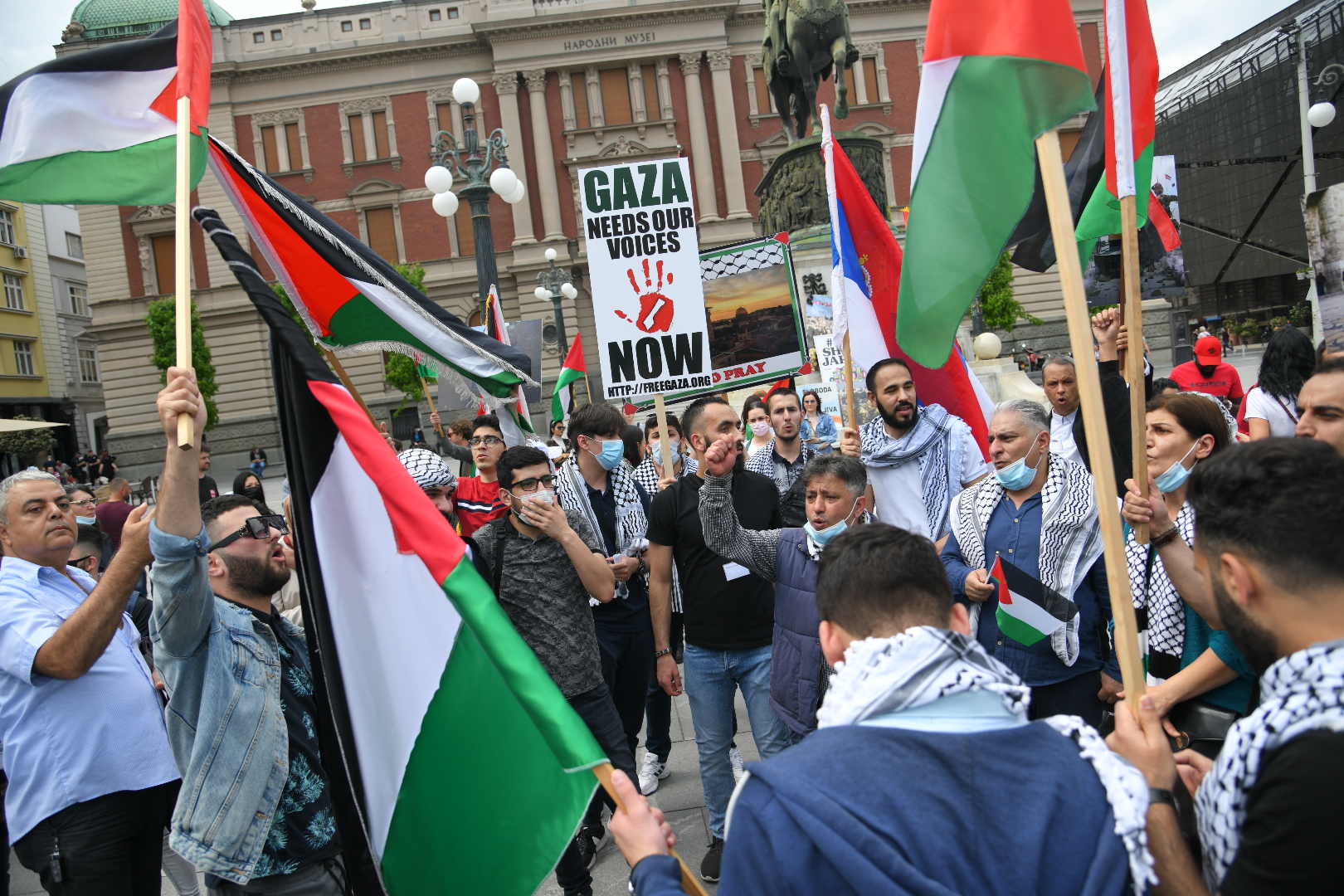 Beograd 12. maj 2021. Protest Palestinaca na Trgu Republike Foto:Nemanja Jovanović/Nova.rs