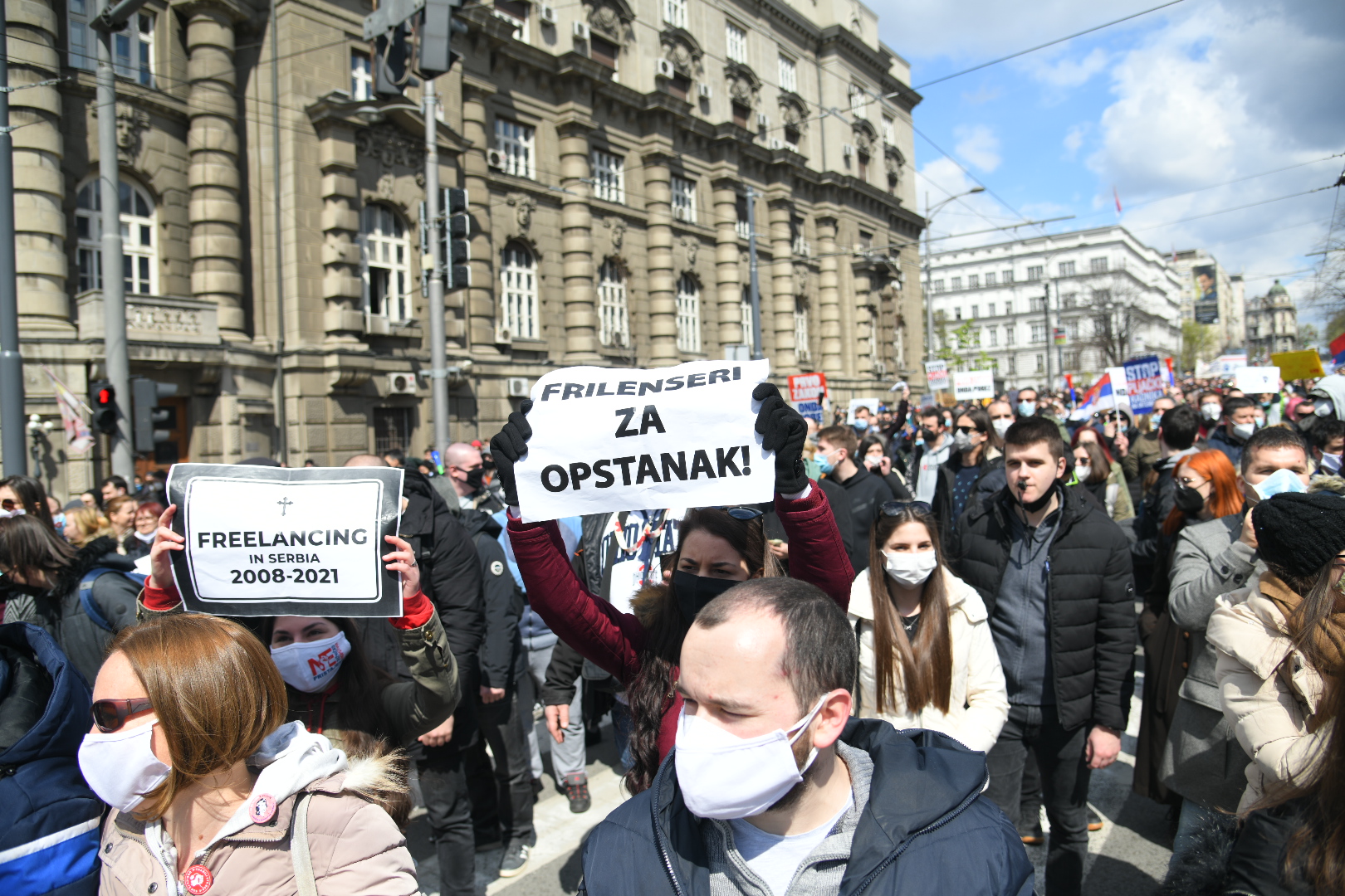 fotodana Beograd, 08.04.2021. Protest frilensera, Frilenseri, Internet radnici, radnici na internetu, protestna šetnja Foto: Nemanja Jovanović/Nova.rs
