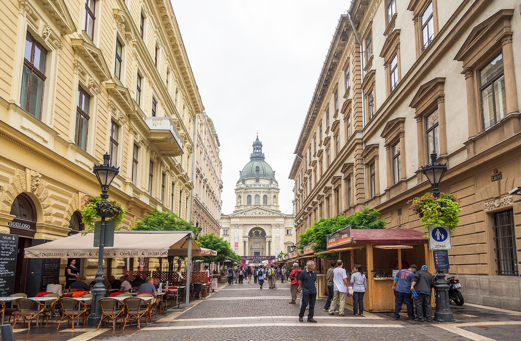 BUDAPEST, SEPTEMBER 17: Tourists walk on the street Zrinyi on September 17, 2016 in Budapest, Hungary. Street Zrinyi one of the