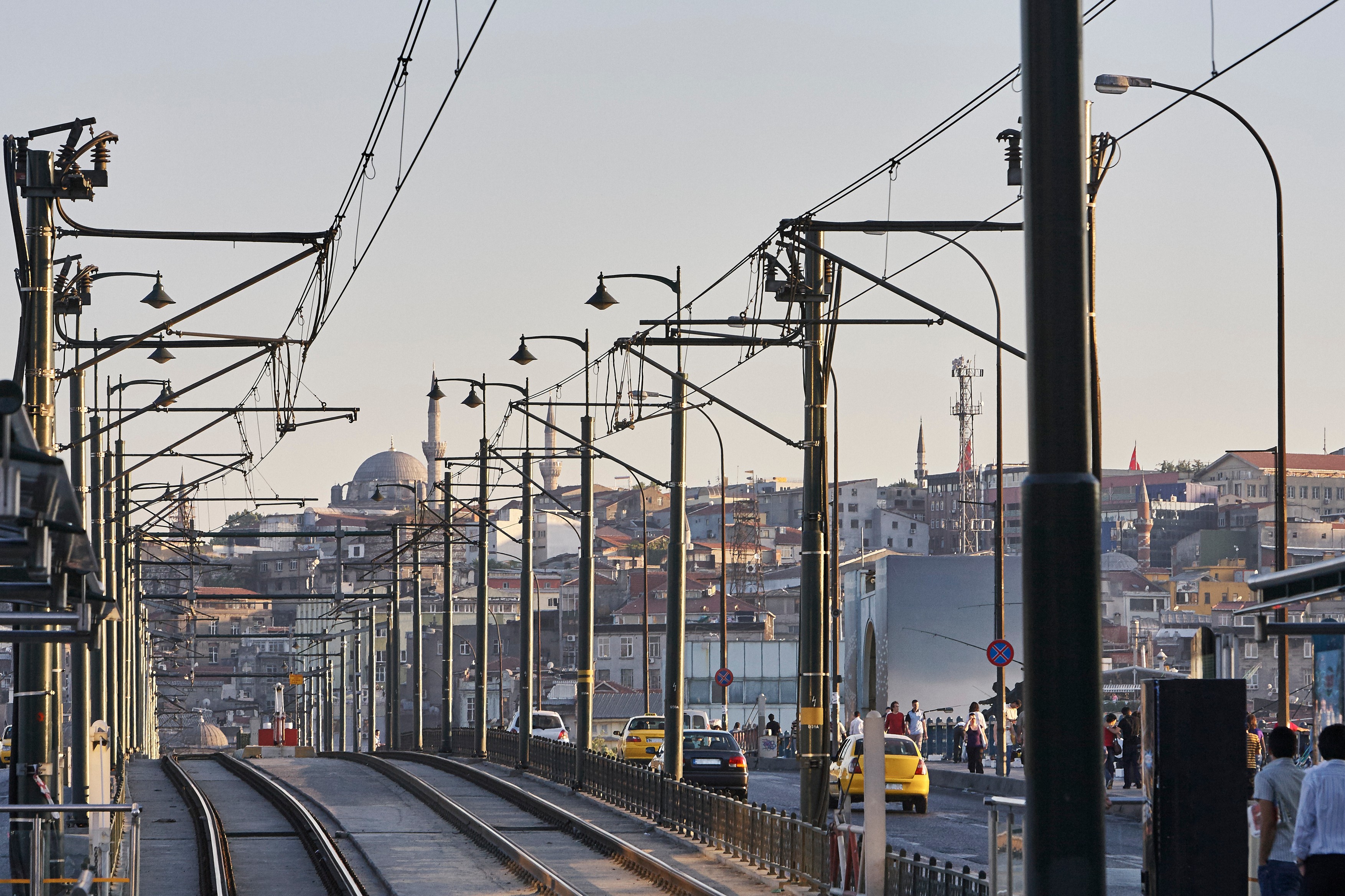 Railway track and cityscape, Istanbul,Turkey