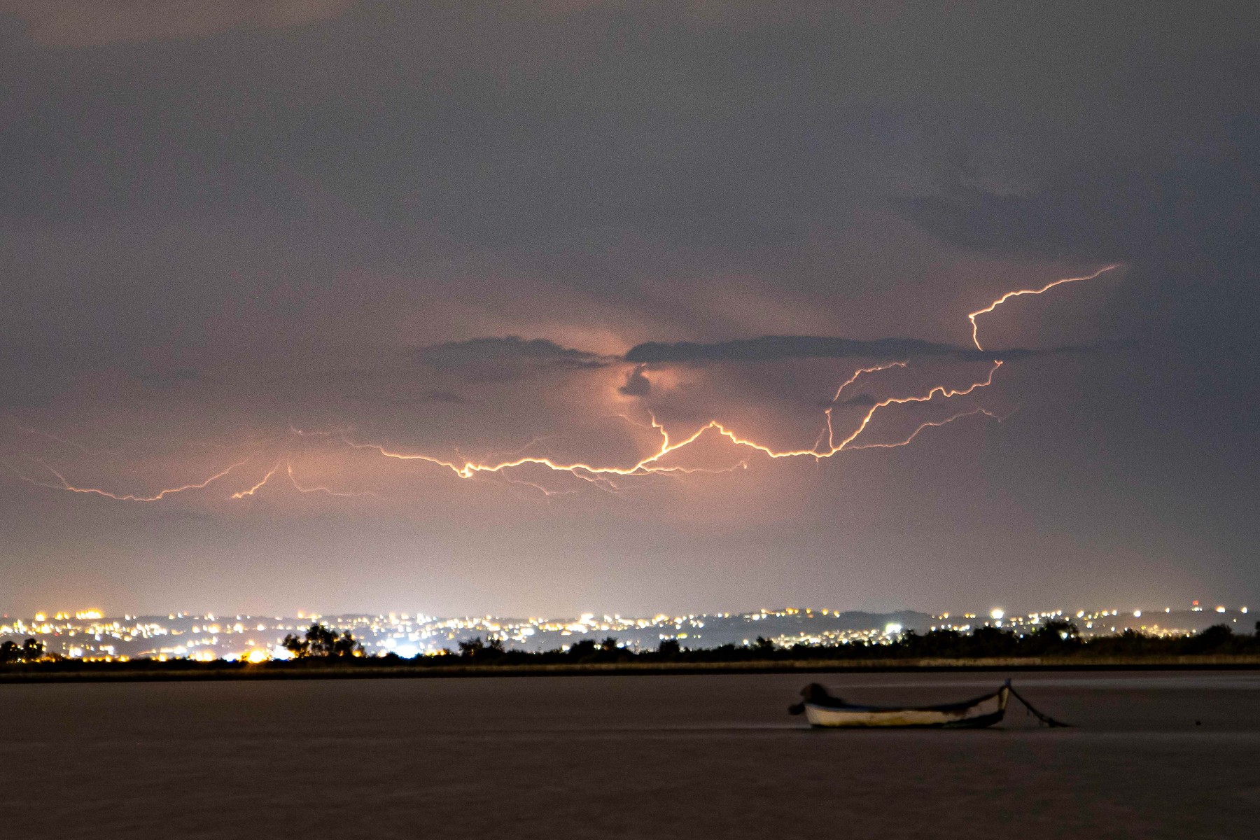 Lightning thunder storm, Thessaloniki, Greece - 15 Aug 2020