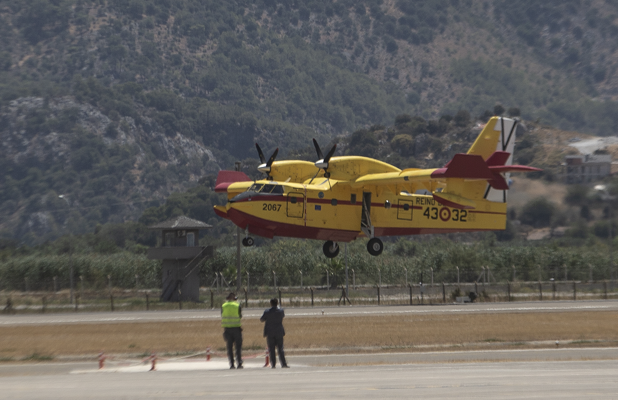 Spanish hydroplanes arrives to Dalaman airport for wildfires in southern Turkey