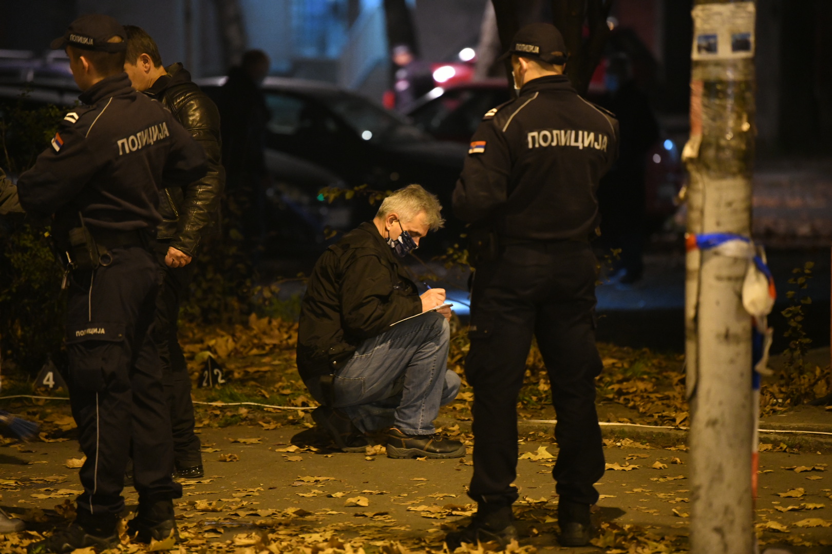 Beograd 03. novembar 2020. Novi Beograd Dzona Kenedija pucnjava ranjen nakadasnji vodja navijaca Nenad Alajbegović Alajbeg (39), uvidjaj policija policijska traka noc Foto:Vesna Lalić/Nova.rs
