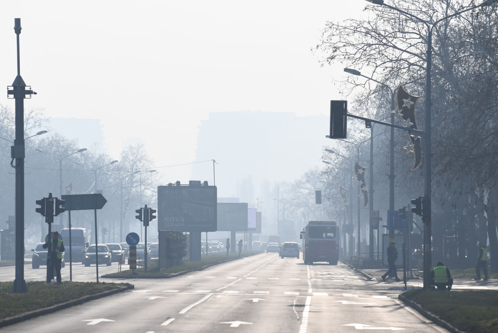 Beograd, 25.02.2021. Jutro, Izmaglica, radovi, grad, jutro u Beogradu, vreme, zagađenje  Foto: Goran Srdanov/Nova.rs