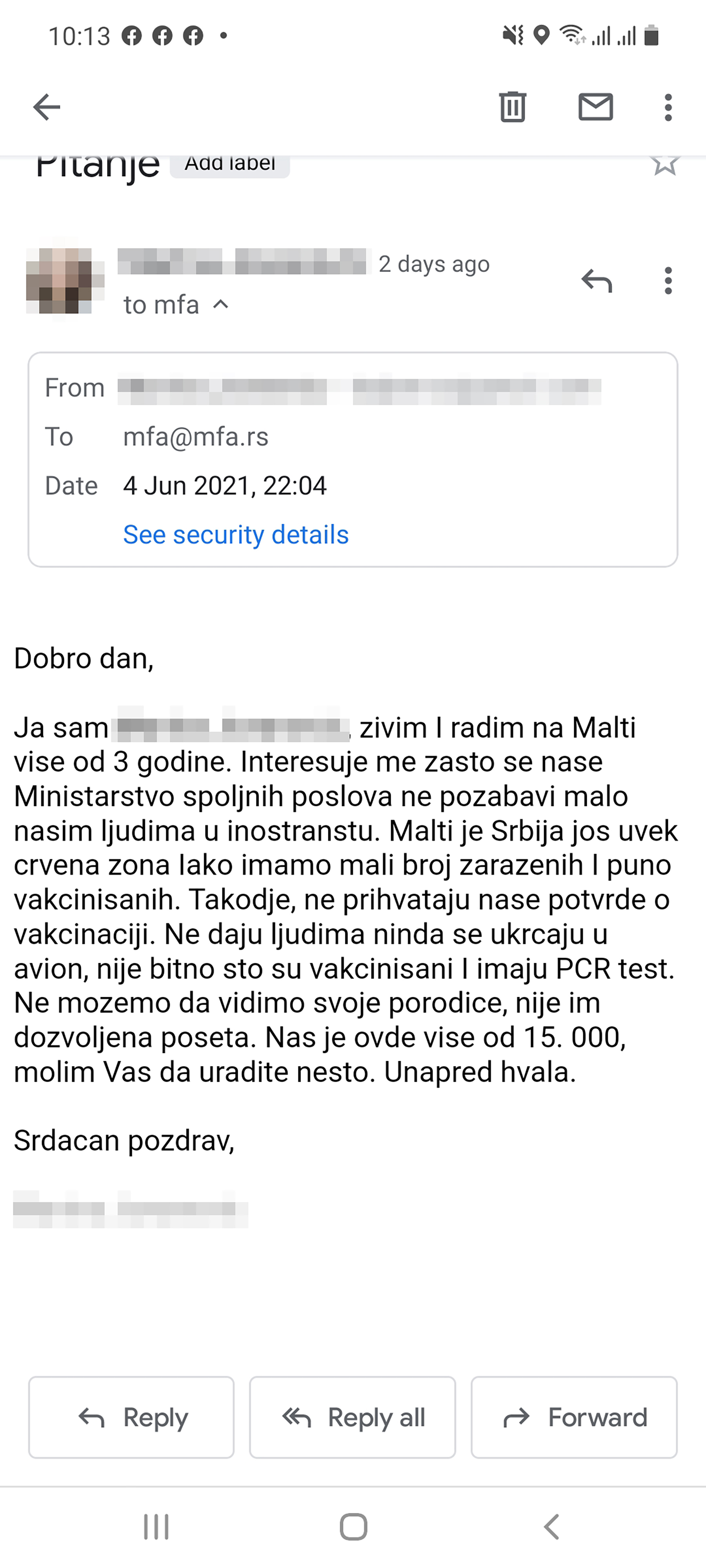 Srbi sa Malte, Malta