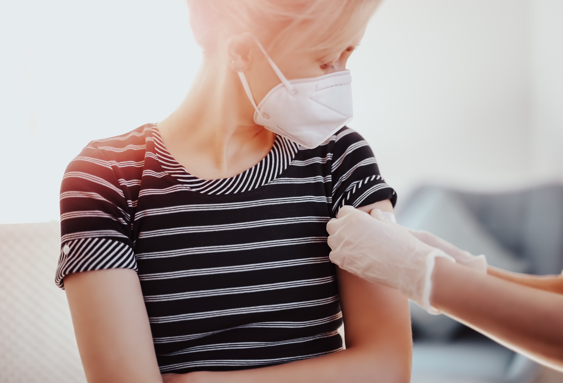 Woman and a doctor in the hospital after vaccination against Covid 19.