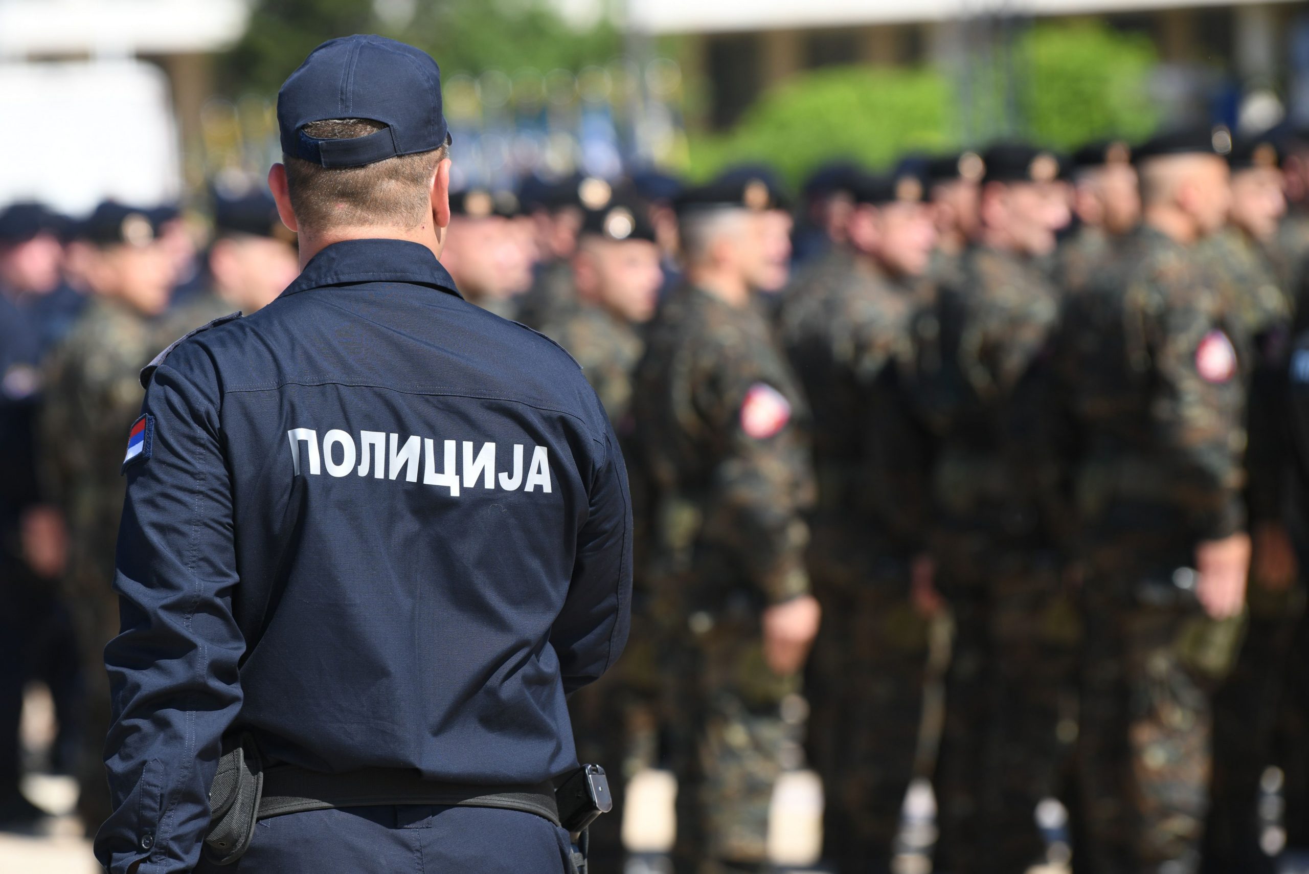 Beograd 20. jun 2021. Centralna manifestacija povodom Dana Ministarstva unutrasnjih poslova (MUP) i Dana policije na platou ispred Palate Srbija u Novom Beogradu policija  leđa Foto:Goran Srdanov/Nova.rs