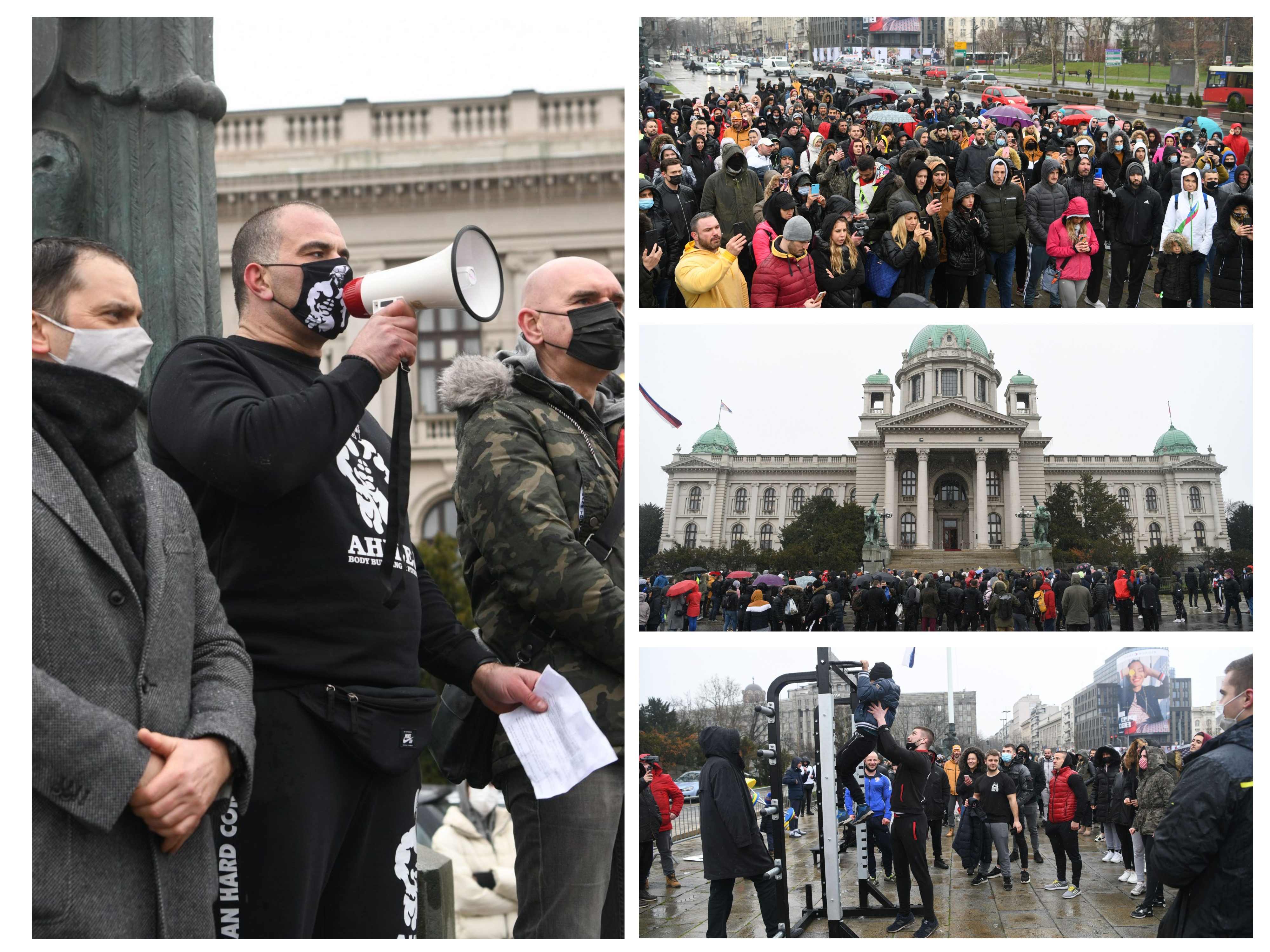 beograd 19.03.2021 protest fitnes radnika ispred skupstine grada kombo