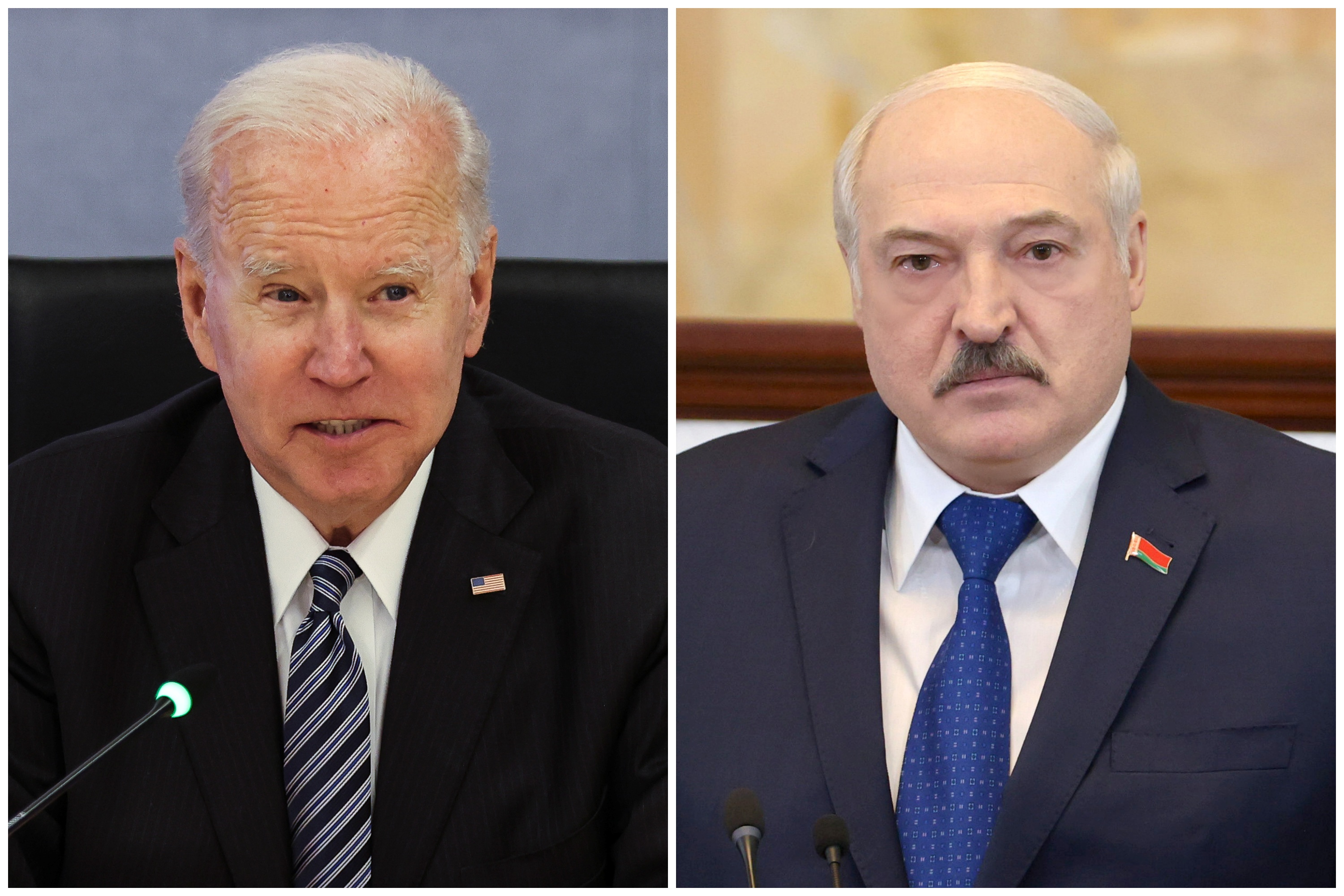 Džo Bajden, Aleksandar Lukašenko, kombo Foto: EPA-EFE/Oliver Contreras/MAXIM GUCHEK