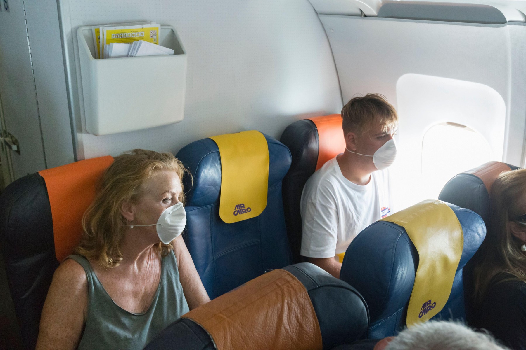 Empty middle seat in a passenger airplane