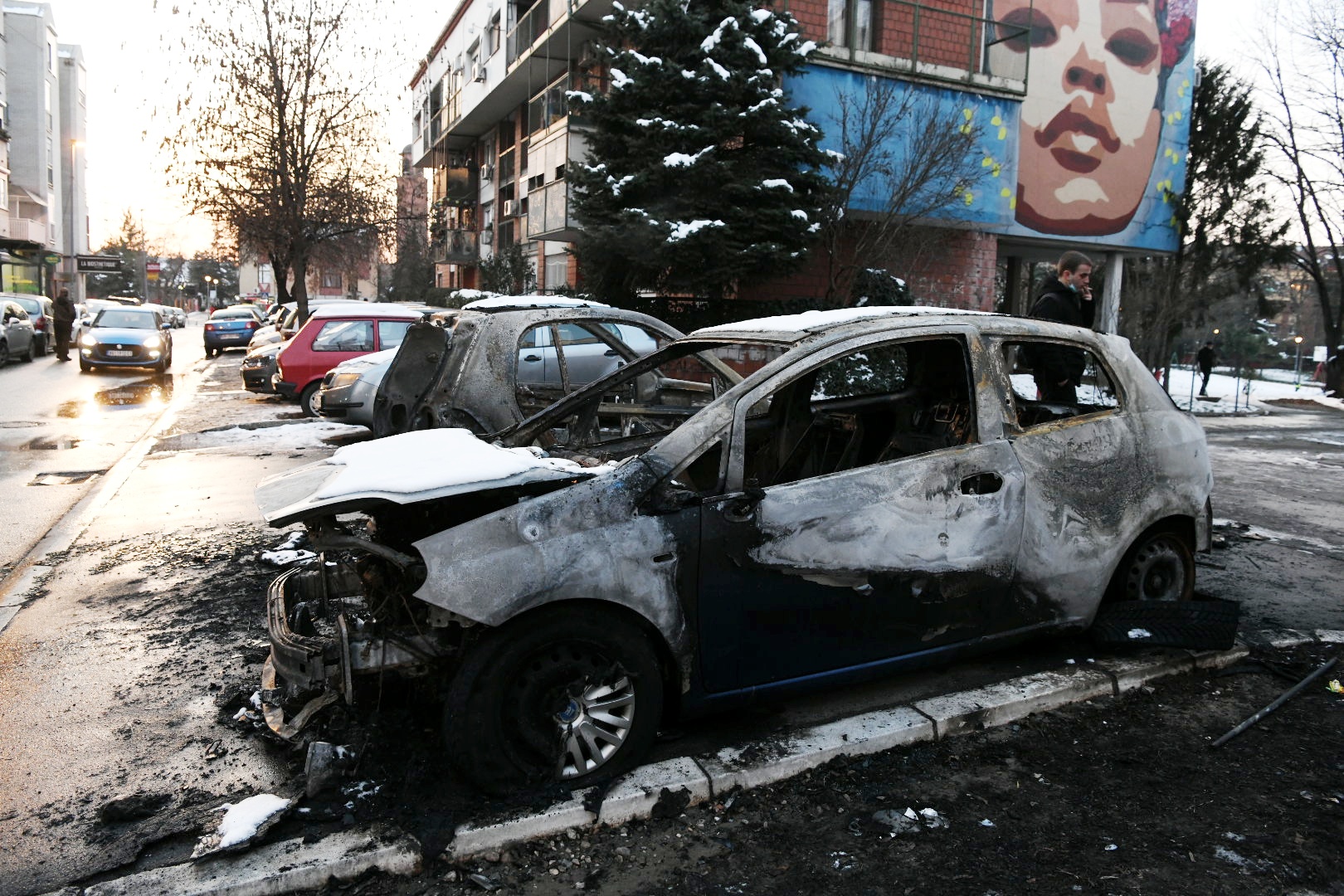 Beograd 19.01.2020. Bežanijska kosa, zapaljen automobil, izgoreo automobil, hronika Foto: Vesna Lalić/Nova.rs