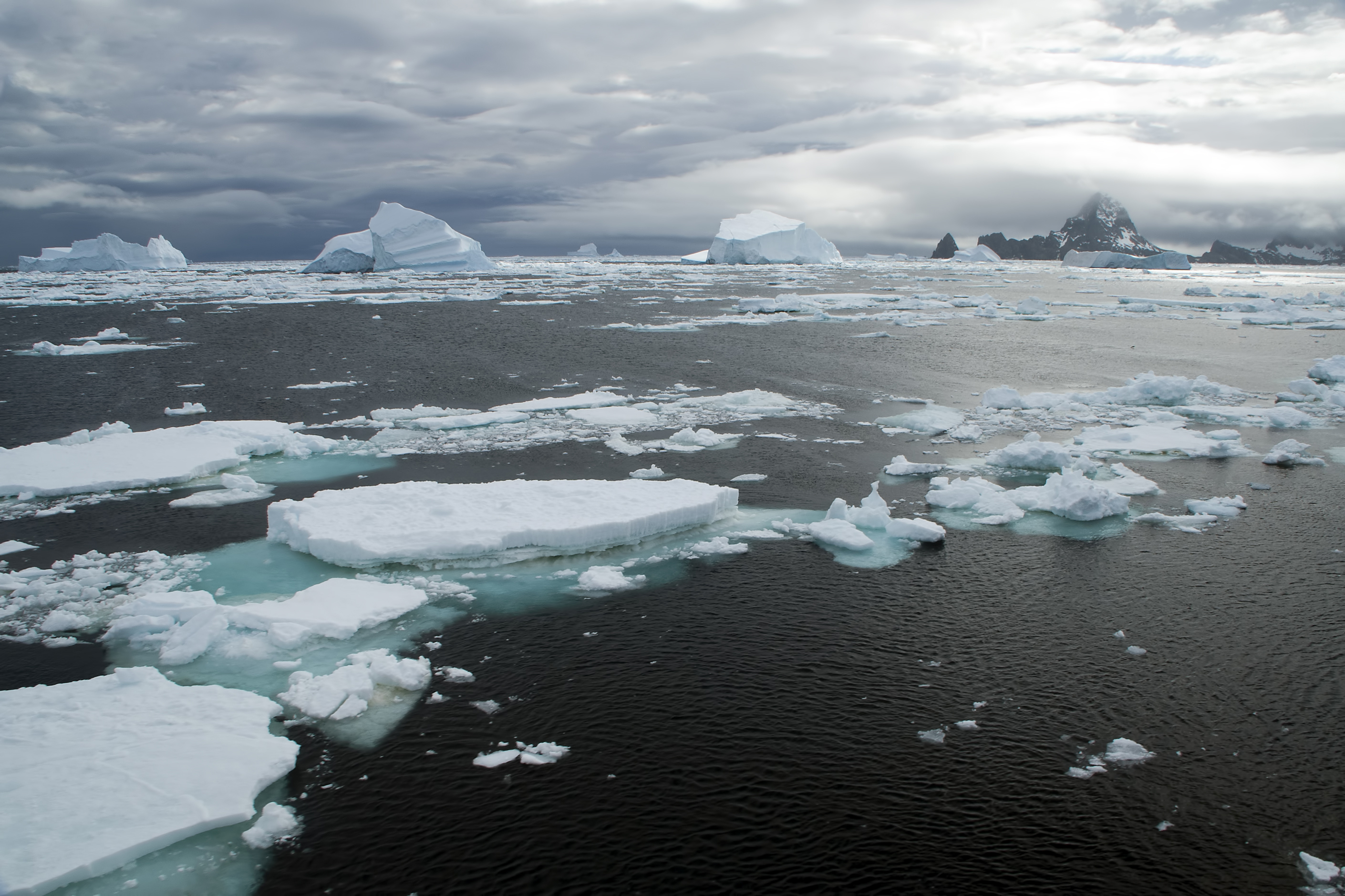 Southern,Ocean,Antarctica,,Coastal,Landscape,With,Ice,Floe,On,Stormy