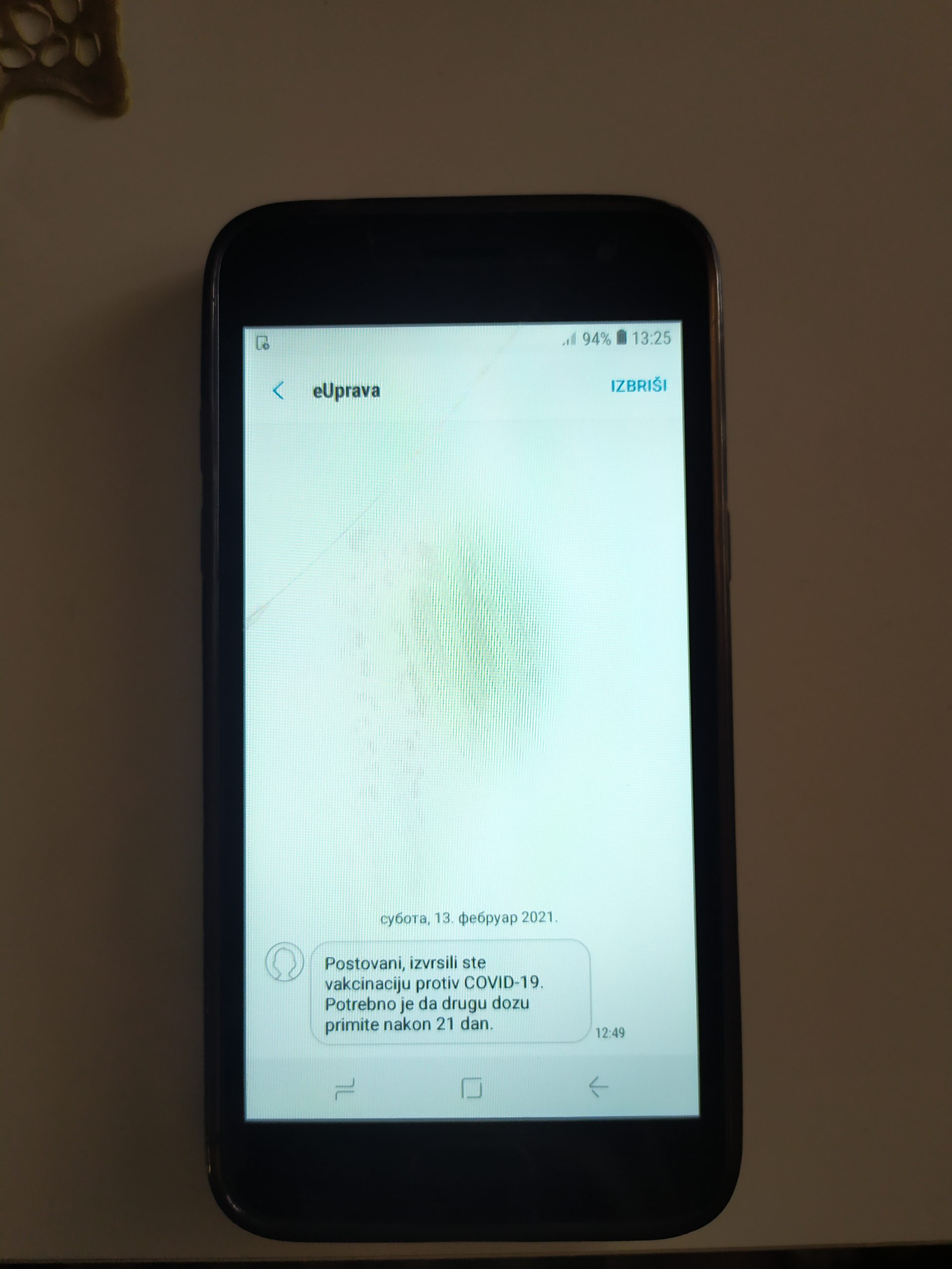 potvrda sms o vakcinaciji