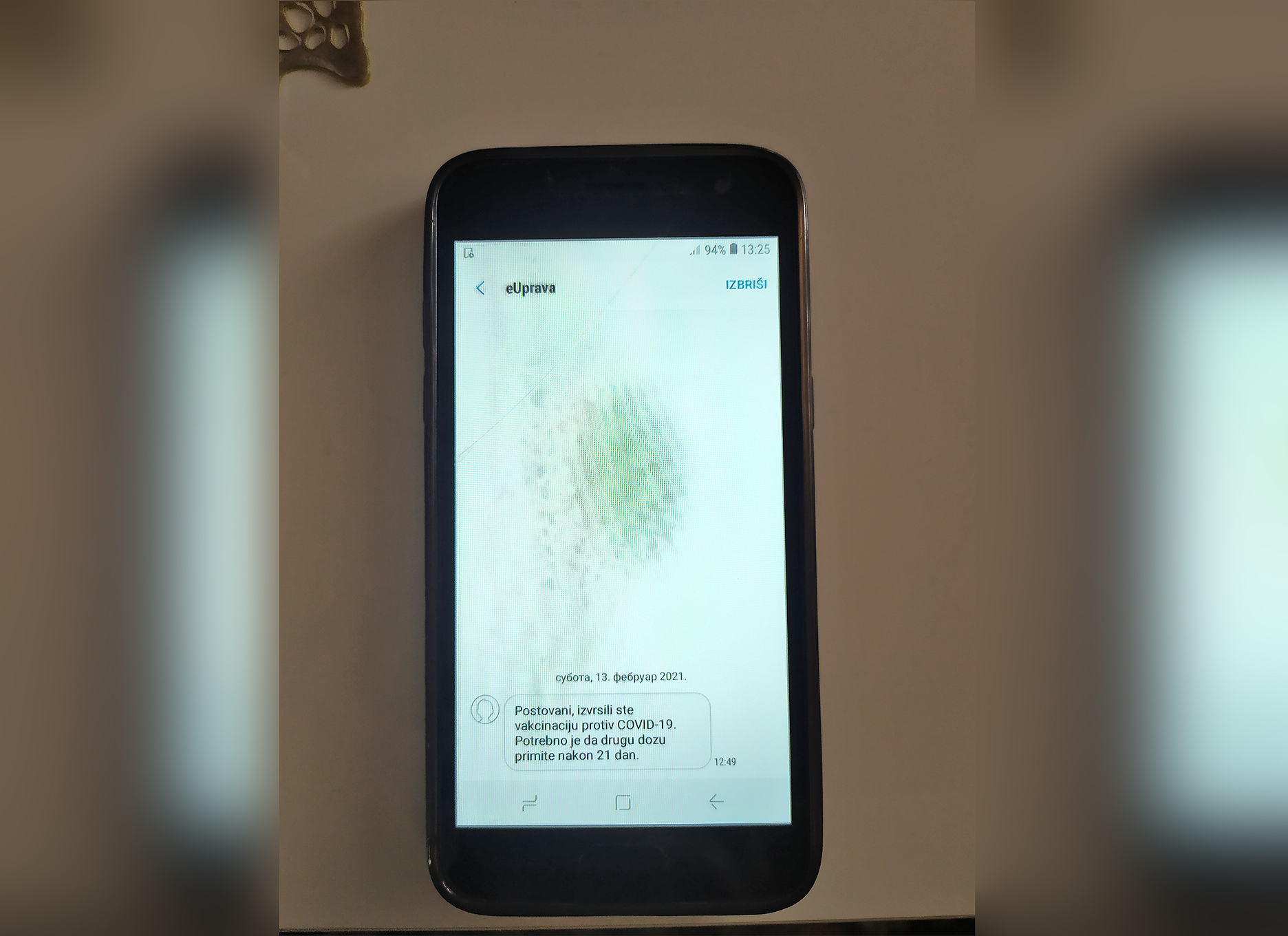 potvrda sms o vakcinaciji