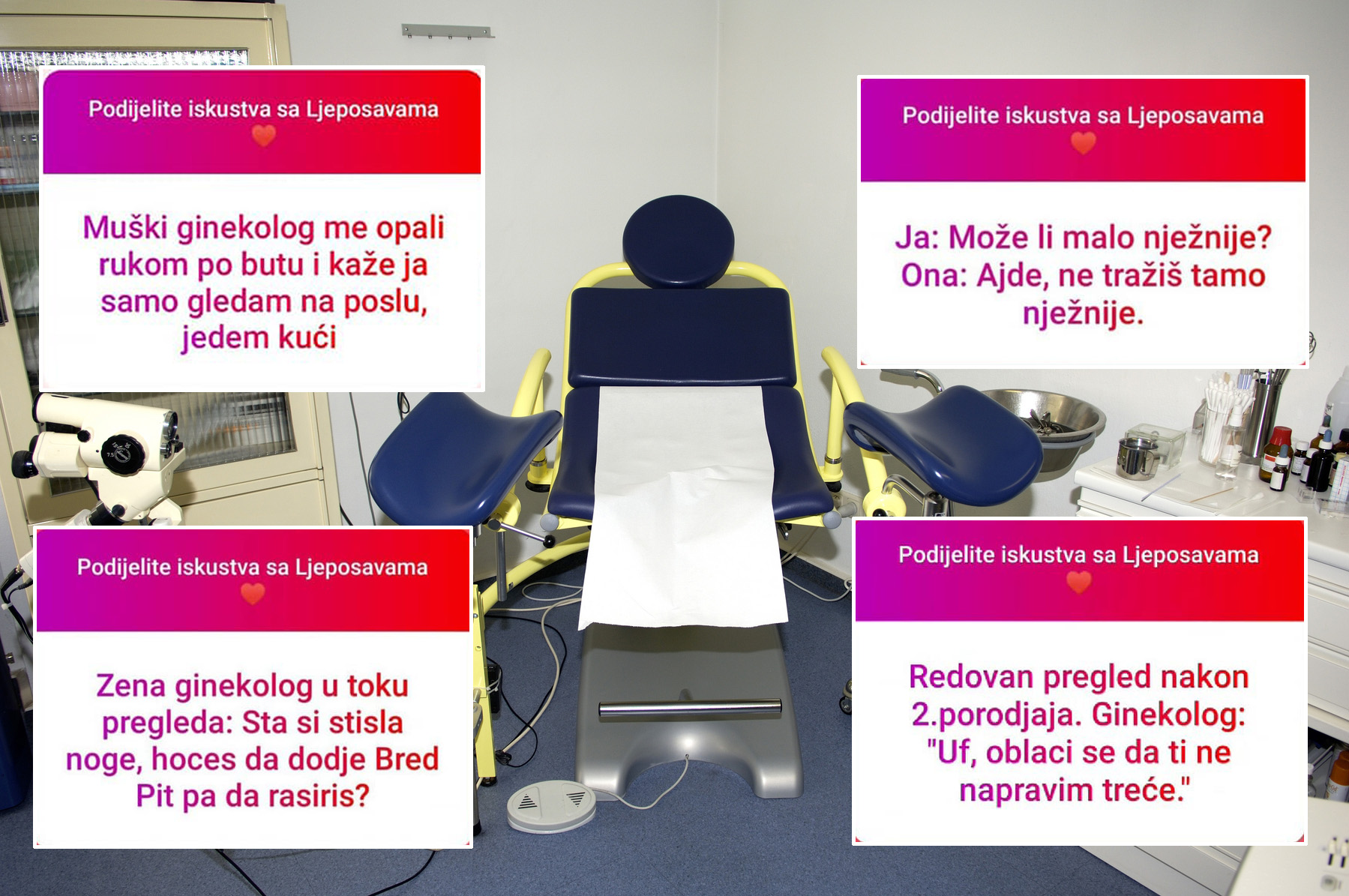 Ginekolog, ordinacaija, komentari, kombo
Gynaecological chair, doctor´s practice,Image: 43314553, License: Rights-managed, Restrictions: , Model Release: no, Credit line: Heinz Kühbauch / imageBROKER / Profimedia