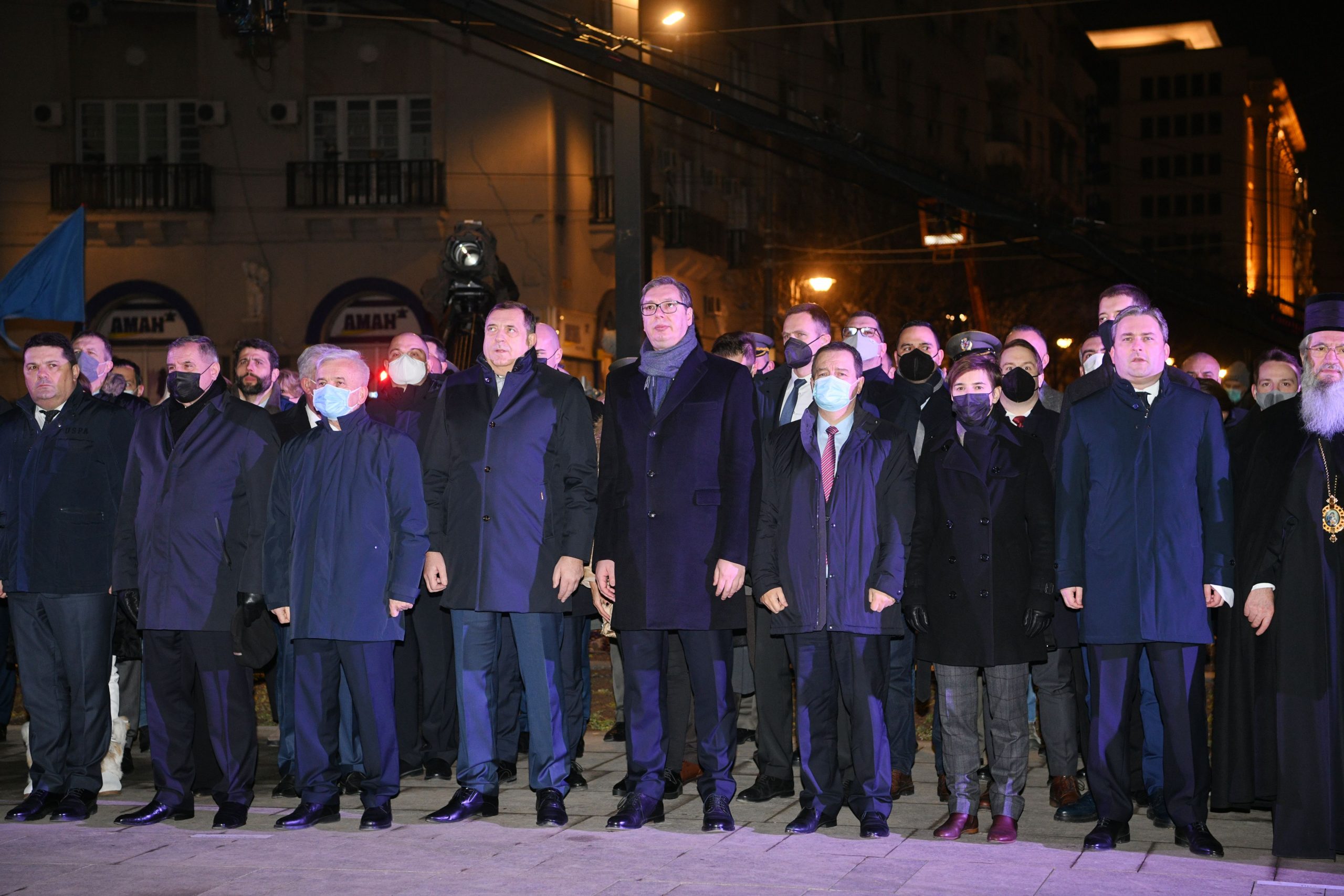 Beograd 27. januar 2021. Milorad Dodik i Aleksandar Vučić, Ivica Dacic, Ana Brnabic Svecano otvaranje spomenika Stefanu Nemanji na Savskom trgu Foto:Filip Krainčanić/Nova.rs