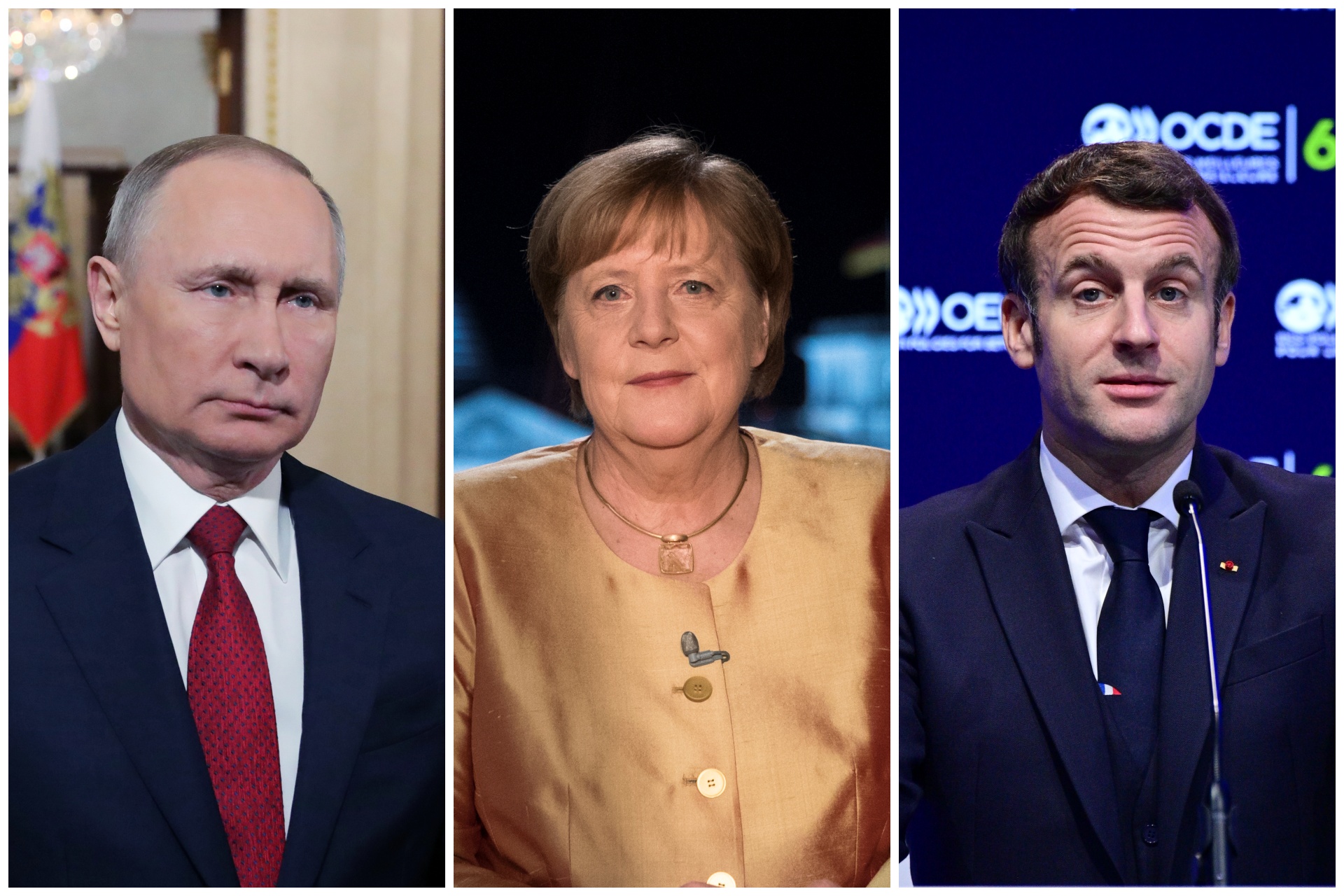Putin, Merkel, Makron kombo