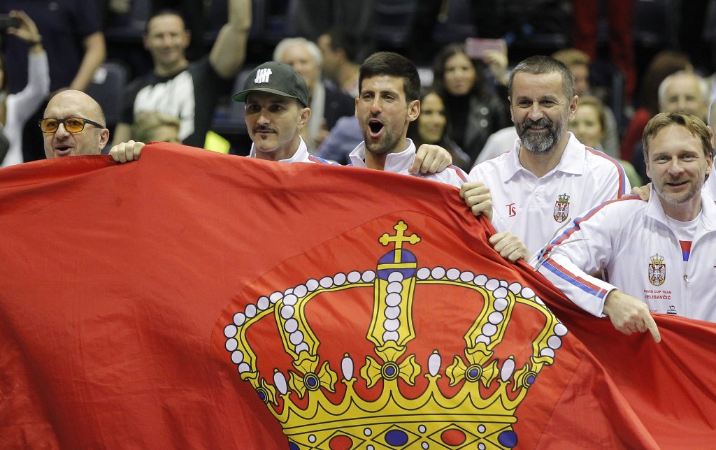 Davis Cup 2016 first round
Srbija v Kazahstan
Davis Cup team of Serbia celebrate victory Nenad Zimonjic Filip Krajinovic Viktor Troicki Novak Djokovic Bogdan Obradovic
Beograd, 06.03.2016.
Foto: Srdjan Stevanovic/Starsportphoto.com©