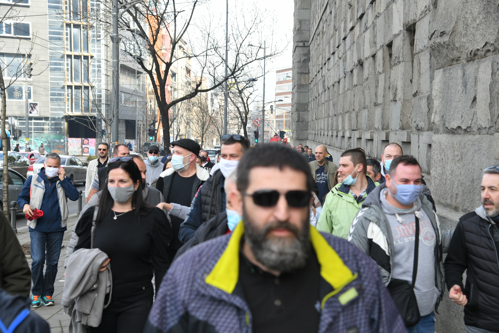 Beograd 06. februar 2021. Protest radnika preduzeca Posta Srbije. Radici Pošte Srbije okupili su se danas  ispred sedišta ovog preduzeća u Takovskoj 2, kako bi izrazili nezadovoljstvo zbog niskih plata Foto:Nemanja Jovanović/Nova.rs