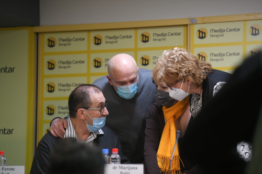 Beograd, 12.02.2021. Medija centar, konferencija za novinare, KZŠ, Sindikat lekara i farmaceuta o zahtevima Ministarstvu zdravlja i Vladi Srbije, Ferenc Tot, Rade Panić, Tatjana Vešović, Marijana Pešić Foto: Nemanja Jovanović/Nova.rs