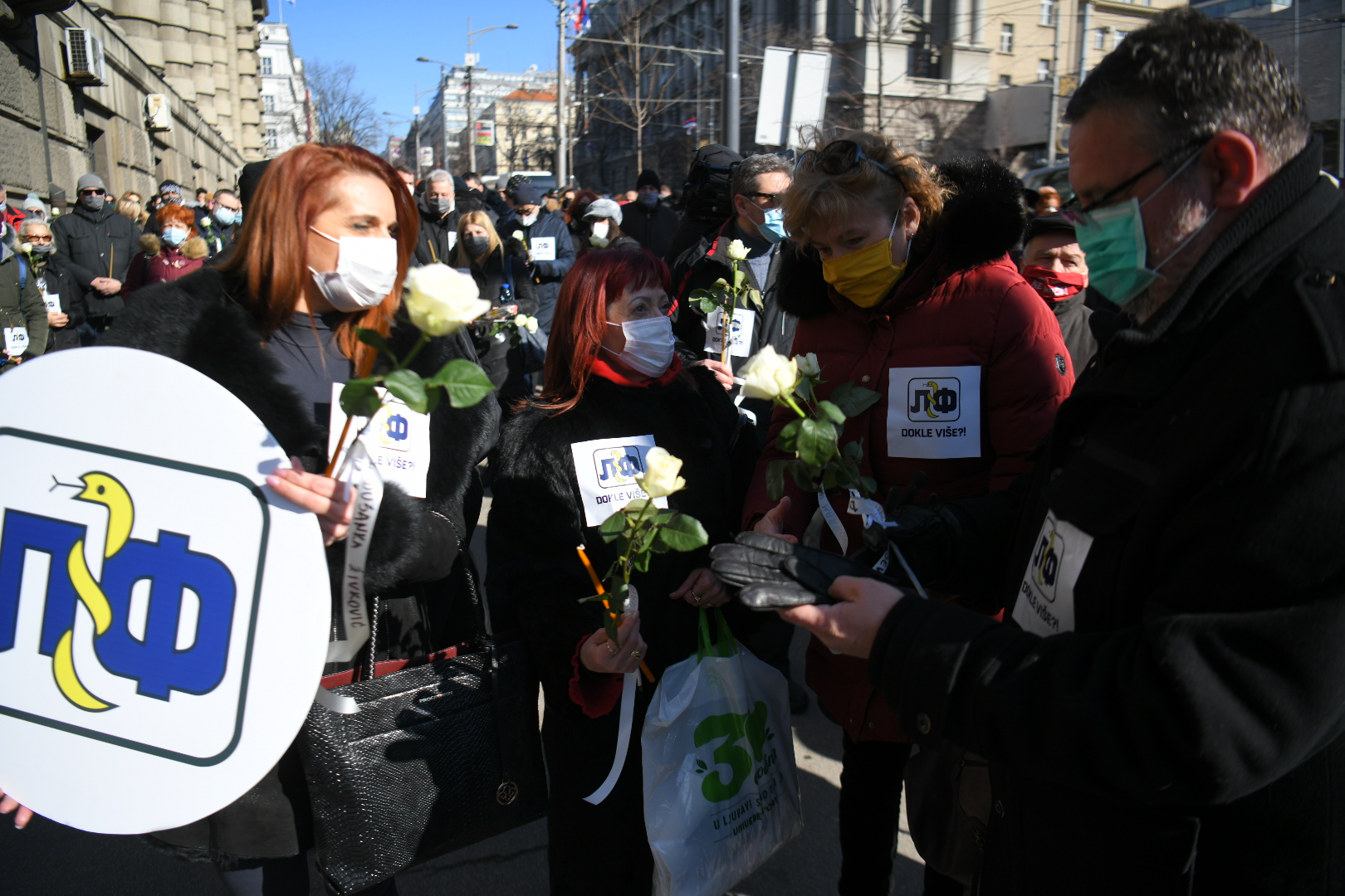 Beograd 15.02.2021. Protest Sindikata lekara i farmaceuta ispre Vlade Srbije. Sindikat lekara i farmaceuta, Vlada Srbije Foto: Nemanja Jovanović/Nova.rs