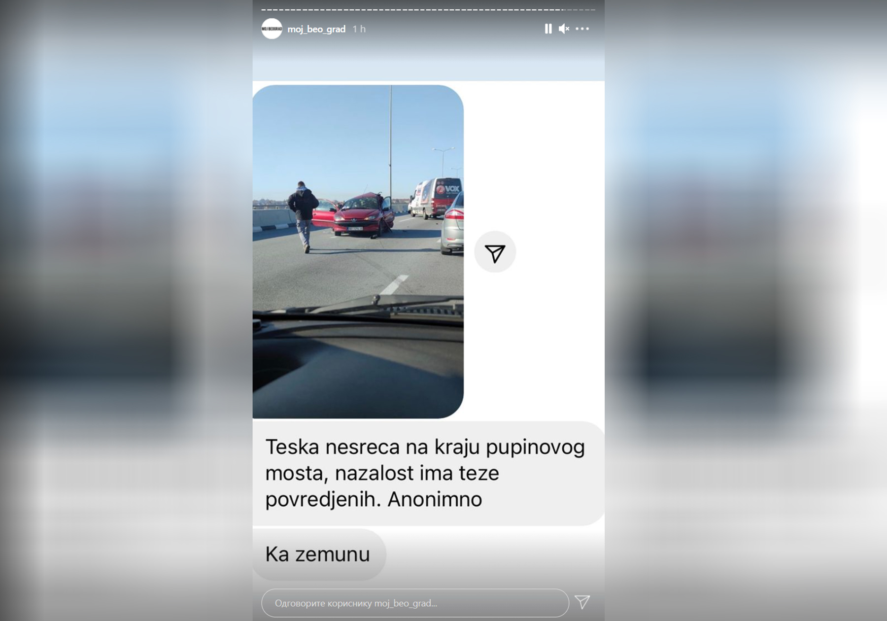 saobraćajna nesreća na Pupinovim mostu
