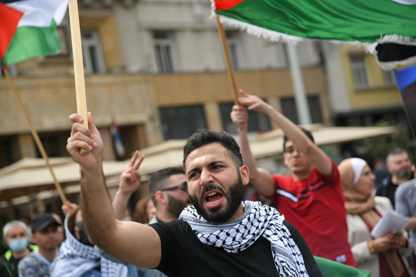 Beograd 12. maj 2021. Protest Palestinaca na Trgu Republike Foto:Nemanja Jovanović/Nova.rs