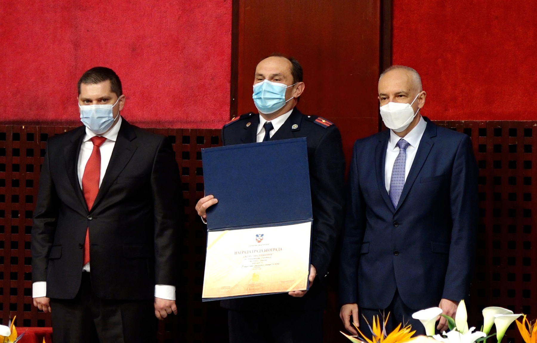 Beograd, 19. aprila 2021. Dodela nagrade grada Beograda za 2019. godinu i nagrade grada Beograda - despot Stefan Lazarevic za 2020. godinu. Nikola Nikodijevic i Zoran Radojicic Foto:MUP Srbije