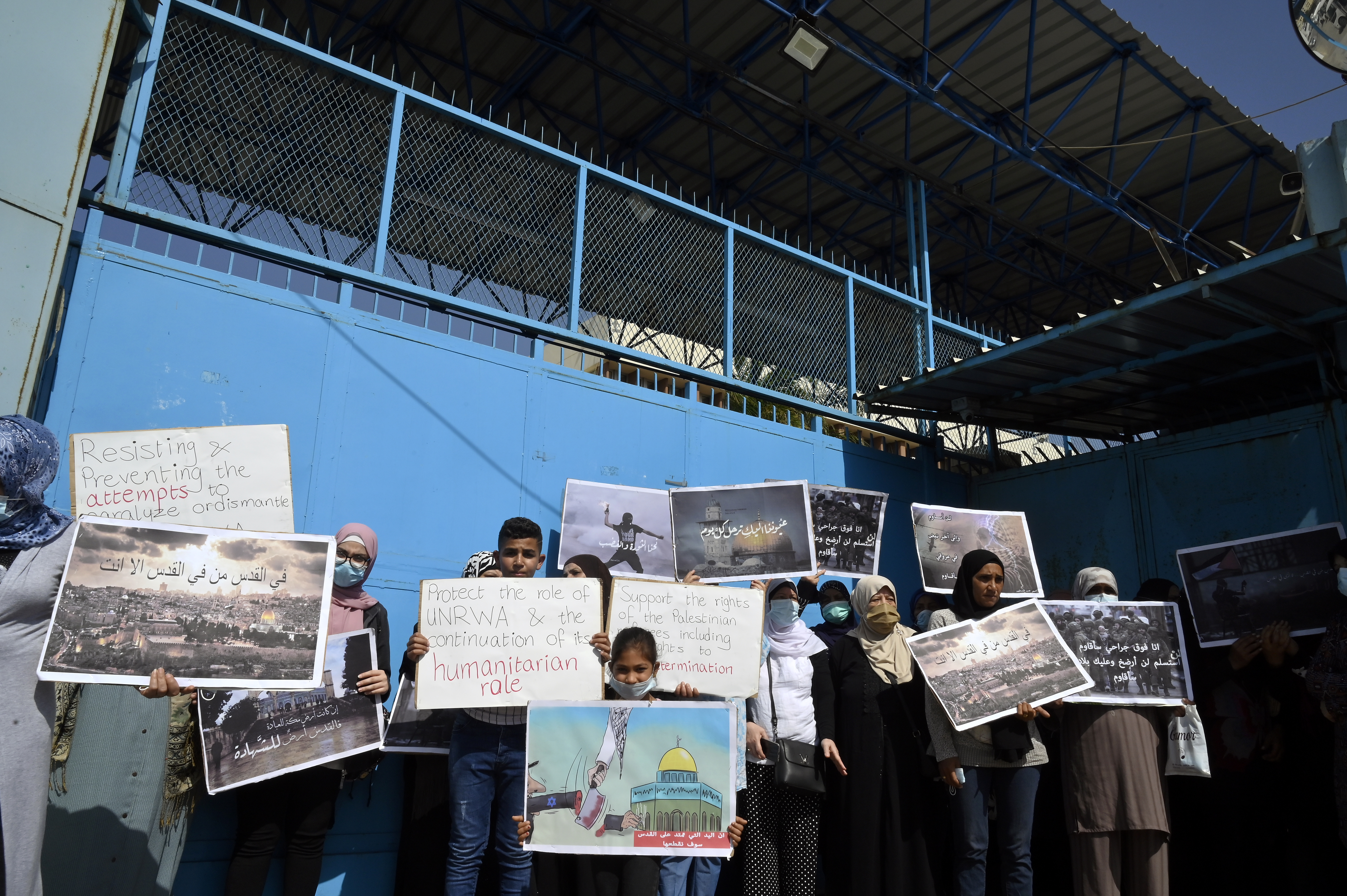 Palestinian refugees gather to mark the 73rd anniversary of Nakba Day in Lebanon
