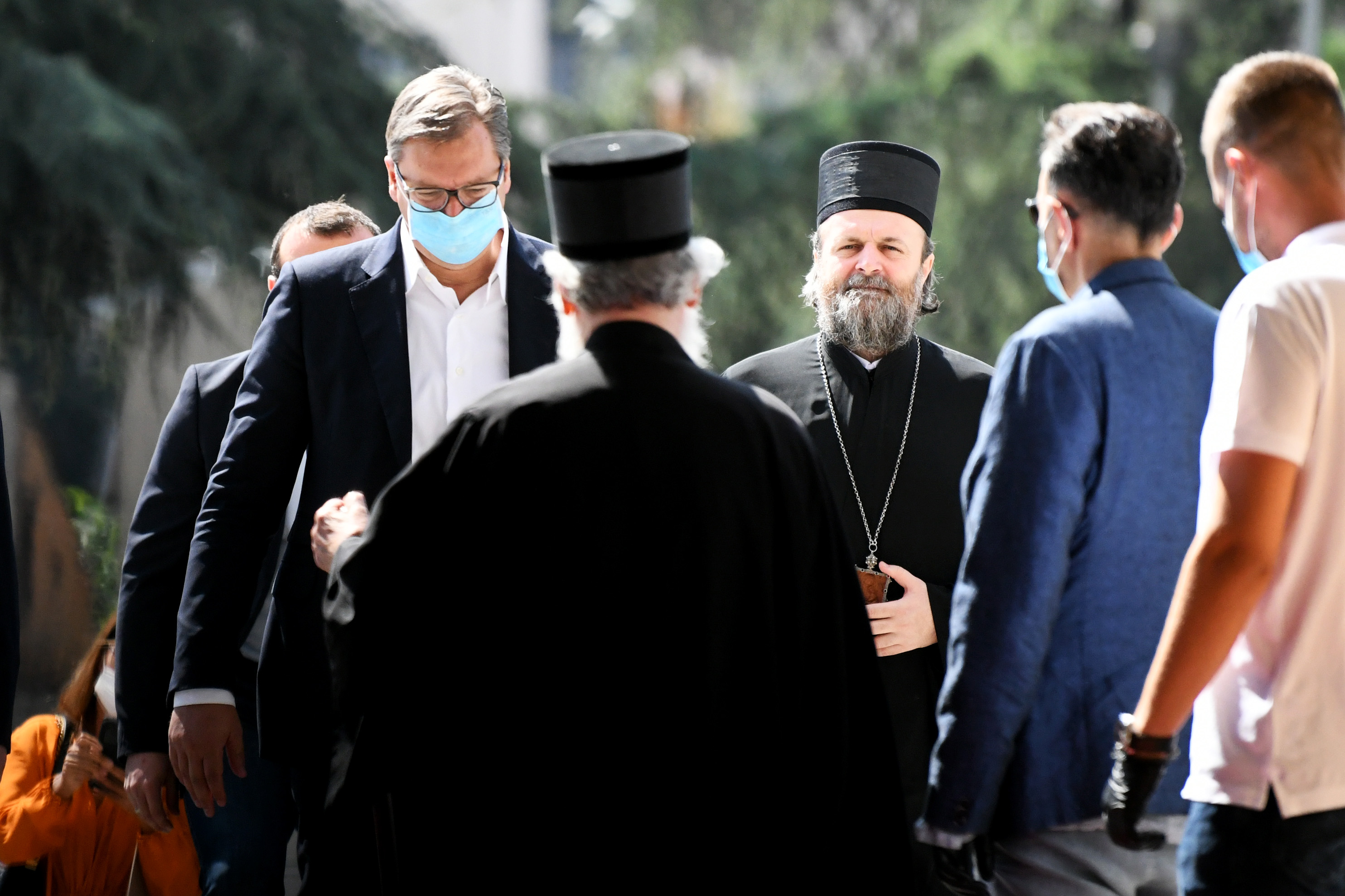 Beograd 02. septembar 2020. Vikarni episkop patrijarha Stefan Saric Aleksandar Vucic Foto:Vesna Lalić/Nova.rs
