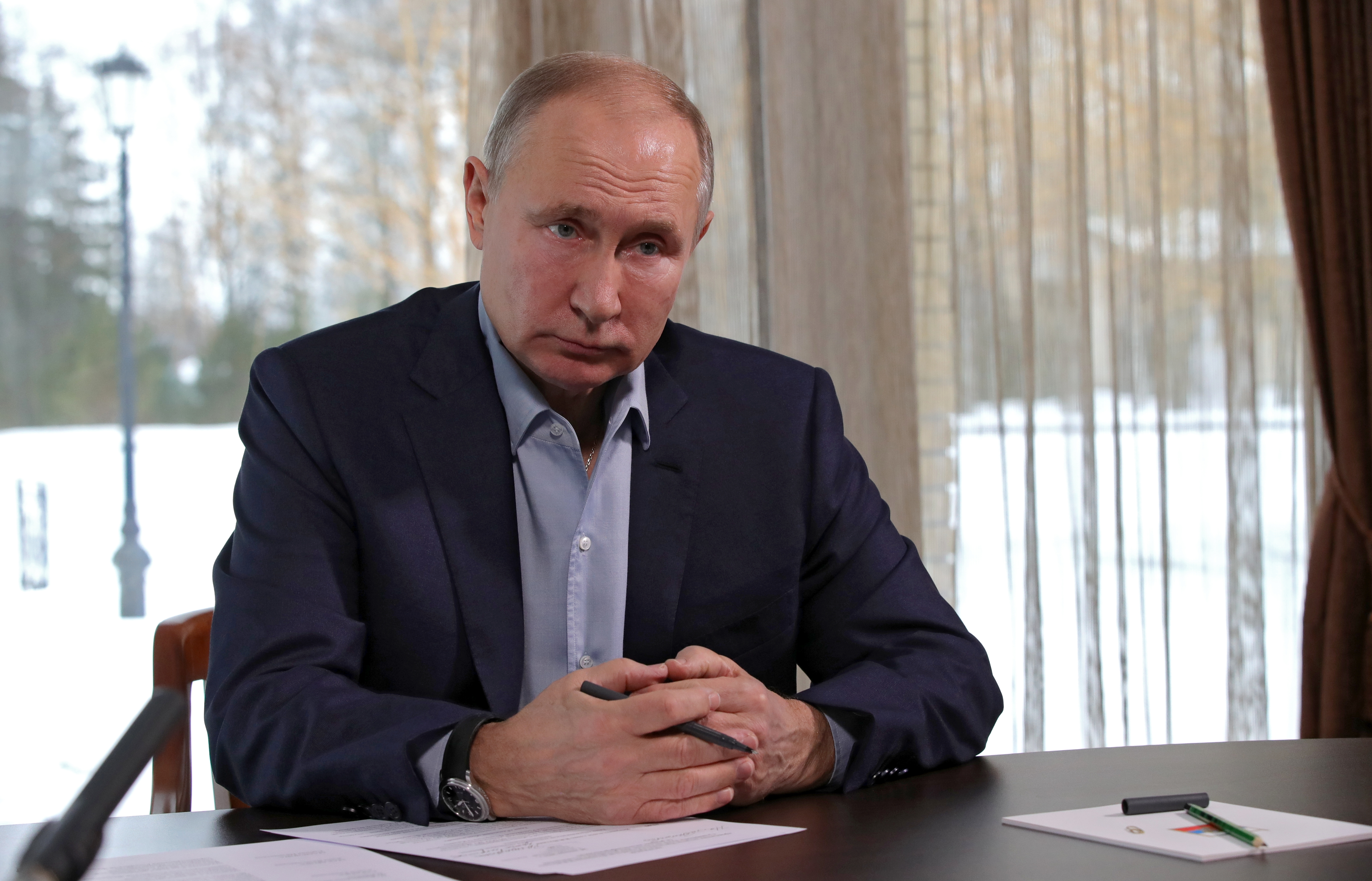 Russia President Putin attends teleconference with university students to mark Russian Students' Day