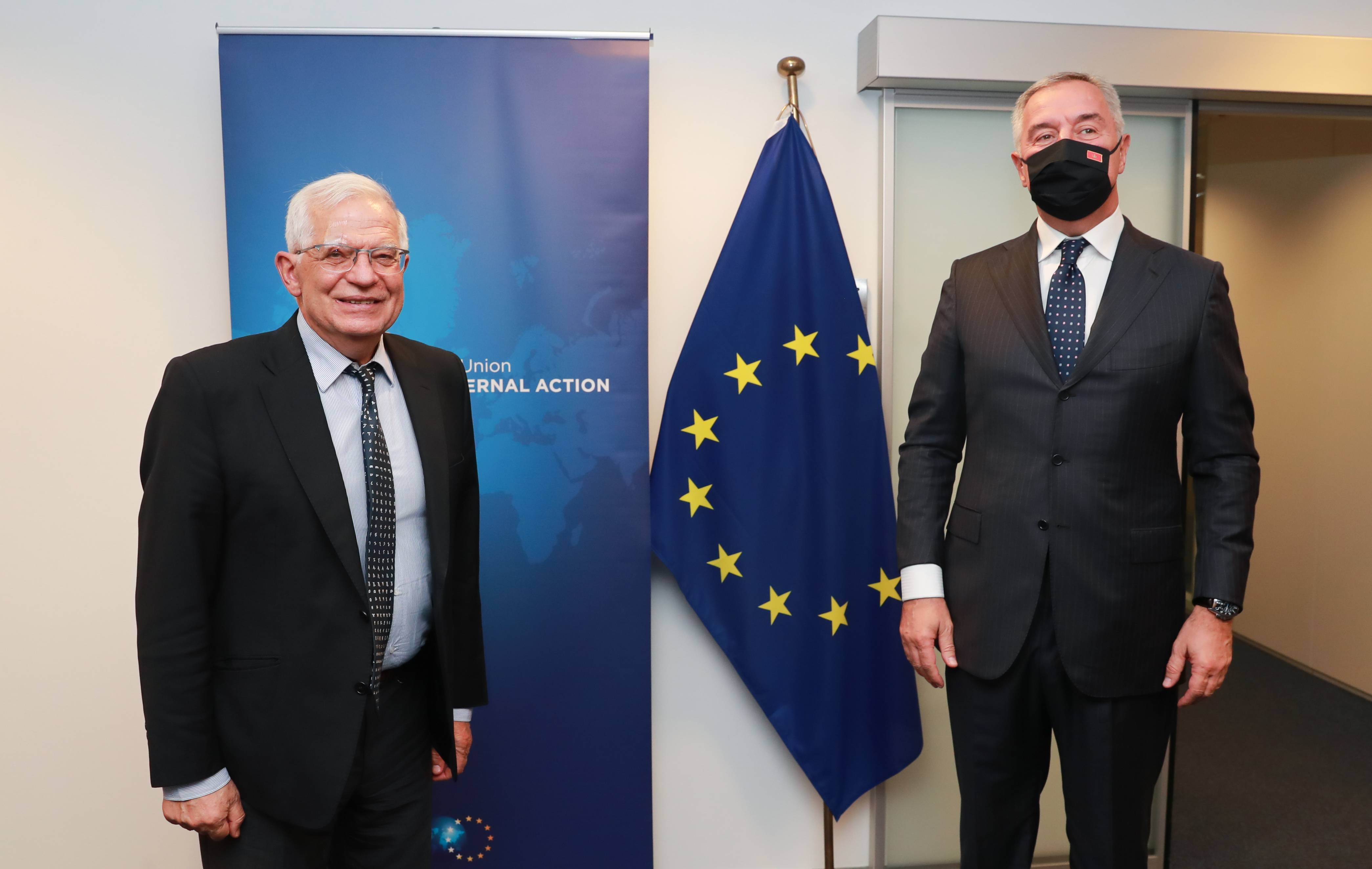 Brisel, 18.05.2021. - Visoki predstavnik EU Zozep Borel i predsednik Crne Gore Milo Djukanovic sastali su se veceras u Briselu.  (BETAPHOTO/European Council/Zucchi Enzo/MO)