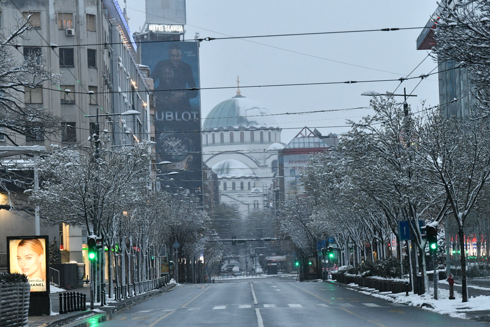 Beograd 24.03.2020. Beogradske ulice, vanredno stanje, koronavirus, prazne ulice, prazan grad, sneg Foto: Vladislav Mitić/Nova.rs