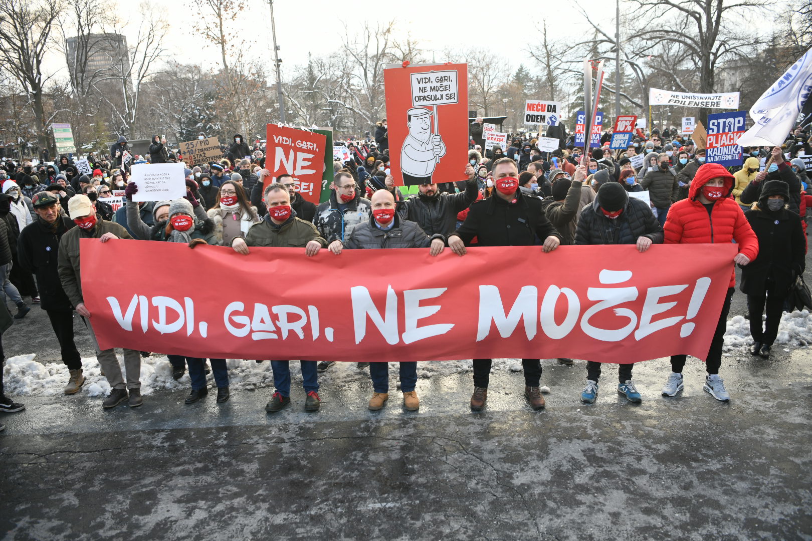 Beograd 16. januar 2021. Udruzenje radnika na internetu (frilenseri) protest ispred Narodne skupstine u Beogradu  Foto:Vesna Lalić/Nova.rs