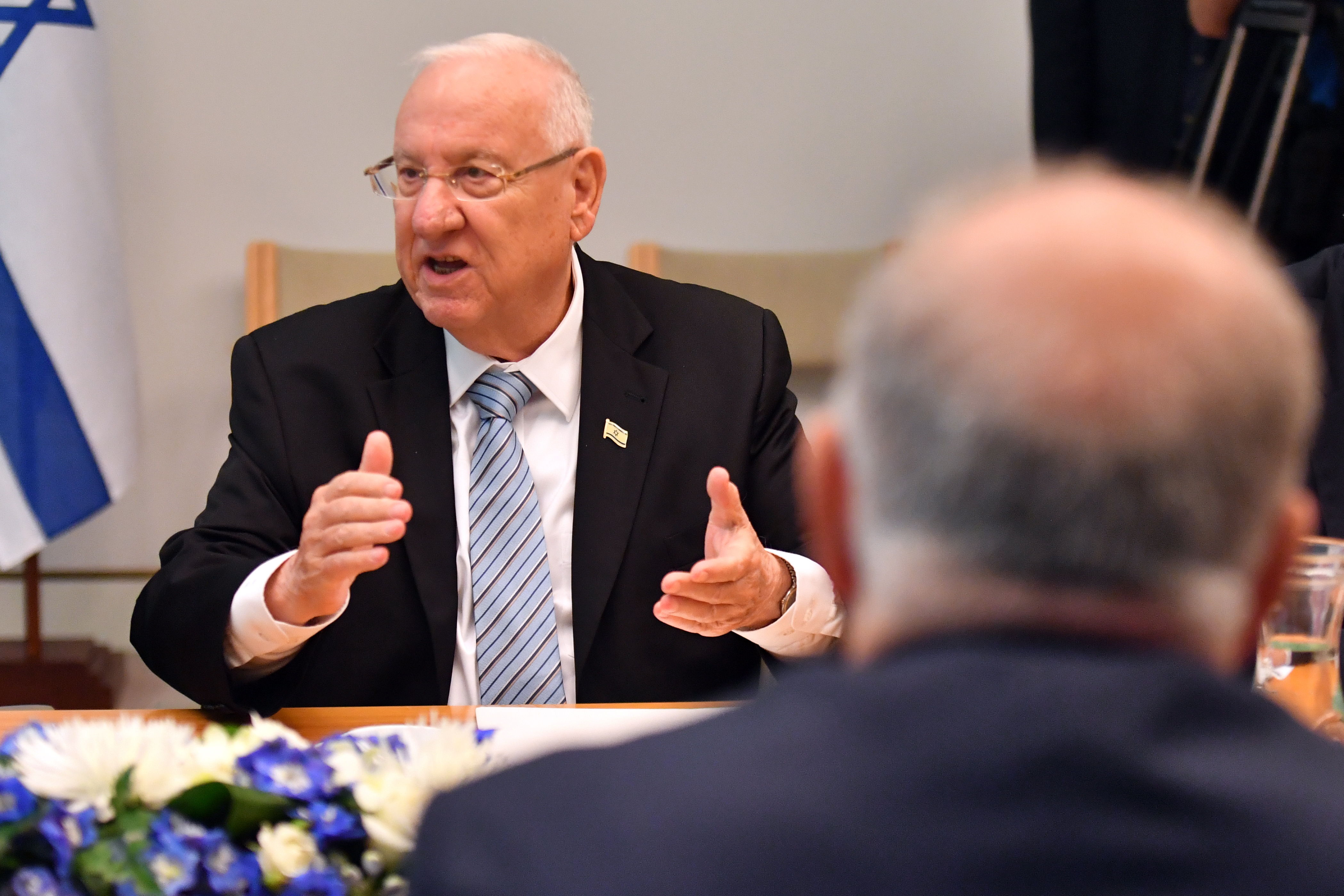 Ruven Rivlin
epa08248025 Israel's President Reuven Rivlin (L) attends a bilateral meeting with Australia's Prime Minister Scott Morrison (R) at Parliament House in Canberra, Australia, 26 February 2020.  EPA-EFE/MICK TSIKAS AUSTRALIA AND NEW ZEALAND OUT