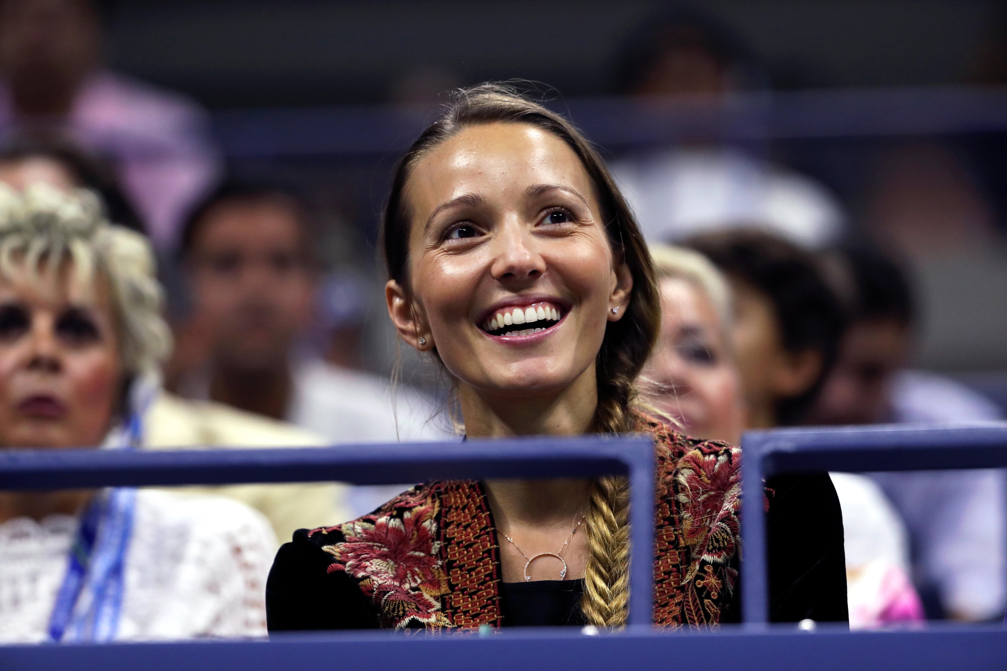 New York, USA. 7th September 2018.  US Open Tennis:  Jelena Djokovic, wife of tennis player Novak Djokovic, watches her husband compete against Japan's Kei Nishikori during their semifinal match at the US Open in Flushing Meadows, New York. Djokovic won t