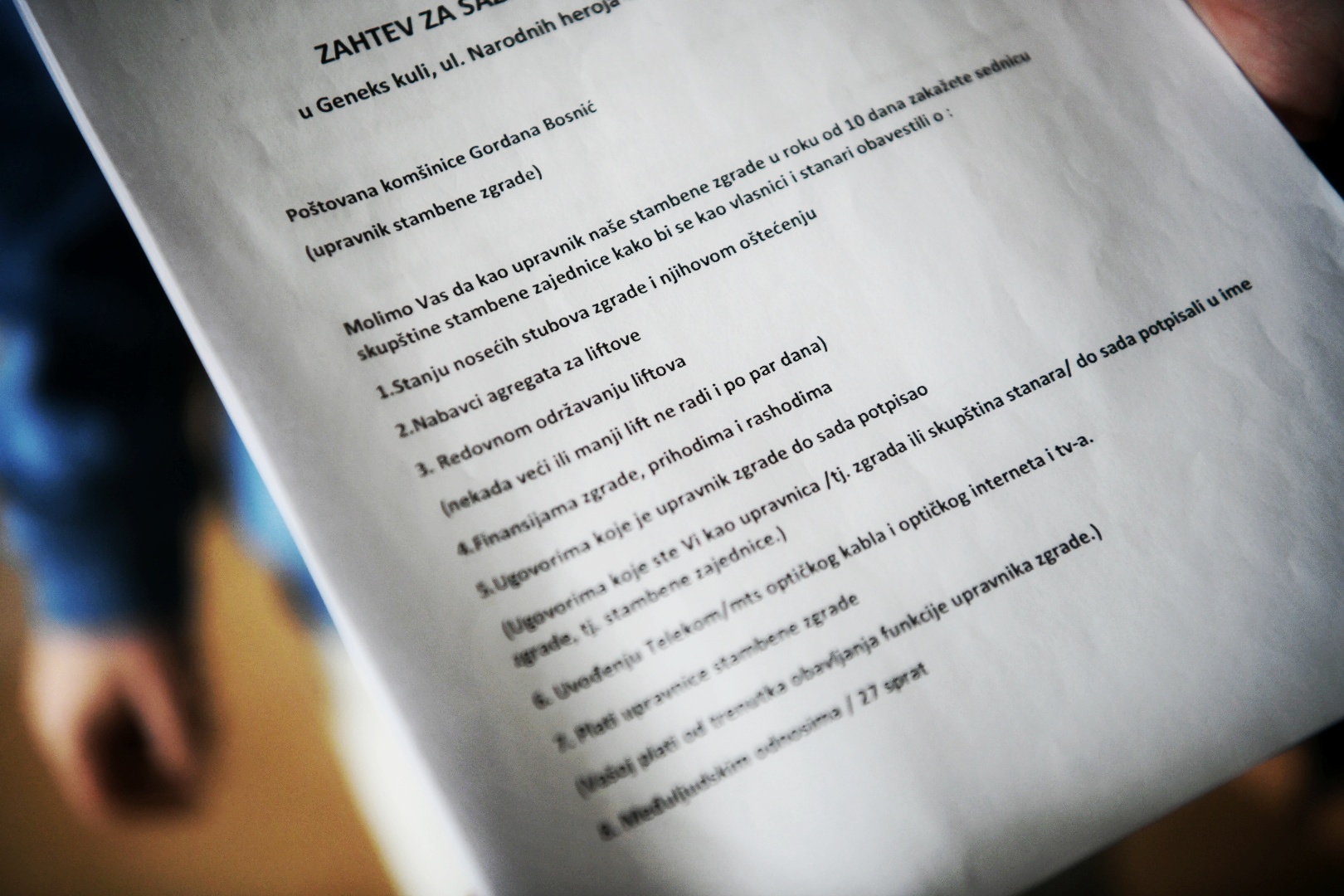 BEOGRAD 01. februar 2021. Geneks, ulaz 41B, problemi stanara sa predsednikom kucnog saveta foto:Vesna Lalic/Nova.rs