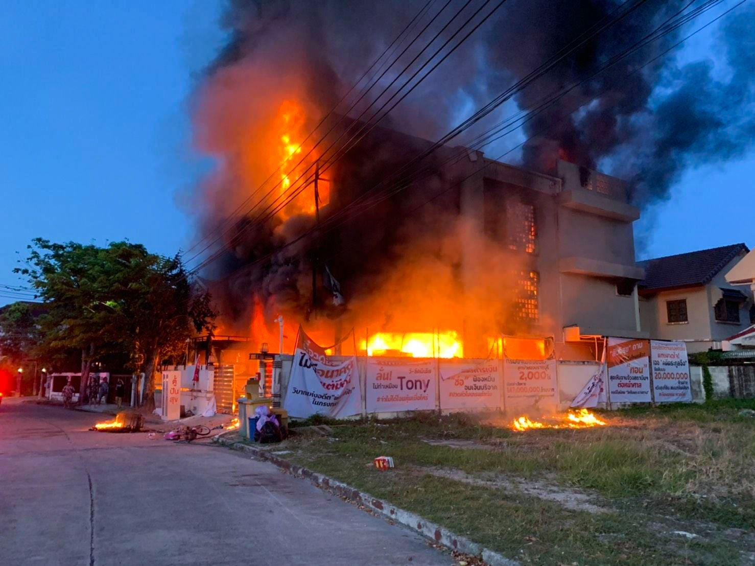 Five people killed after fire causes mansion to collapse in Bangkok