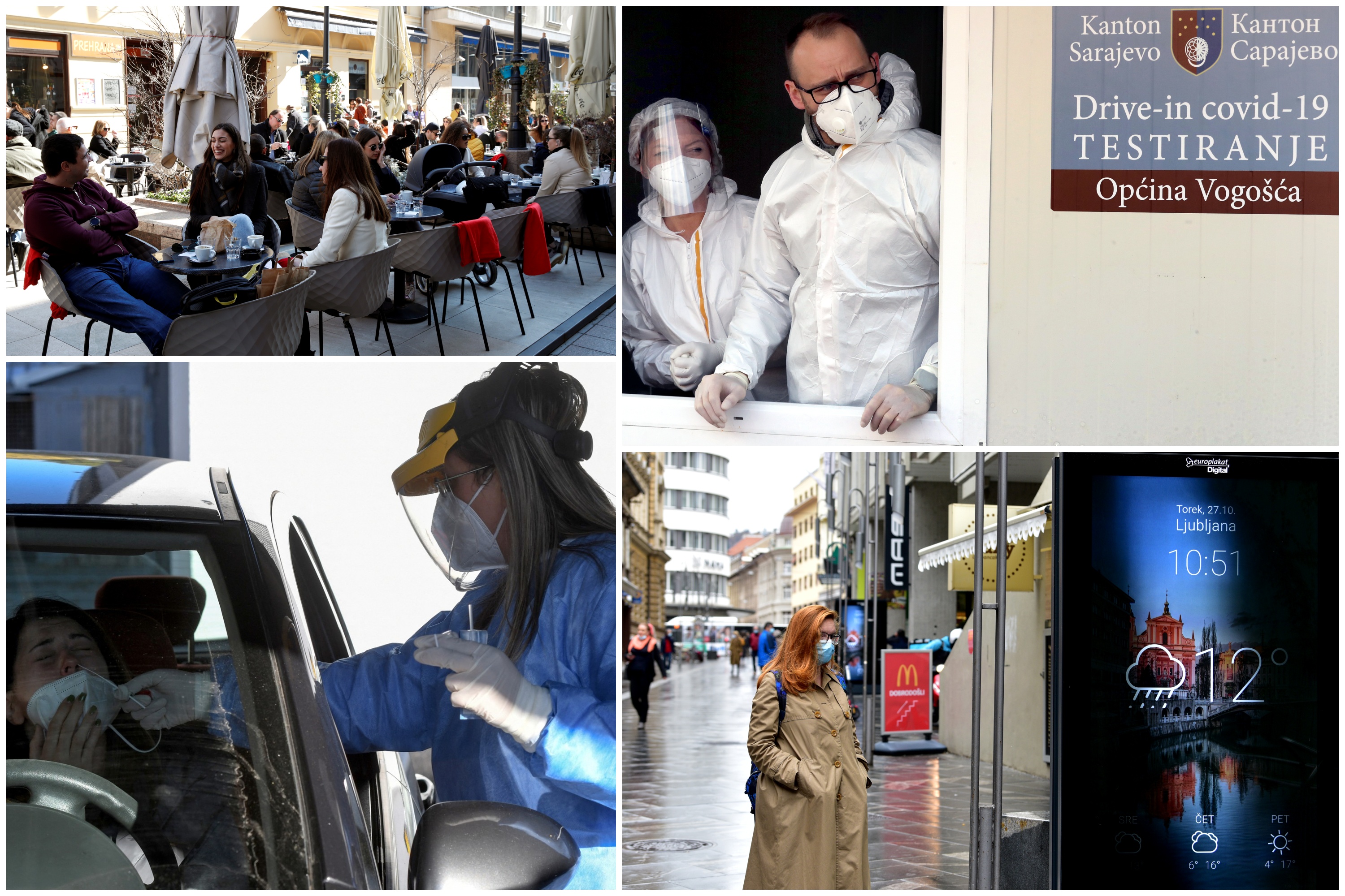 Koronavirus, korona, region, Hrvatska, Zagreb, Bosna i Hercegovina, Sarajevo, Crna Gora, Podgorica, Slovenija, Ljubljana Foto: EPA-EFE/ANTONIO BAT/FEHIM DEMIR/IGOR KUPLJENIK/Savo PRELEVIC / AFP / Profimedia