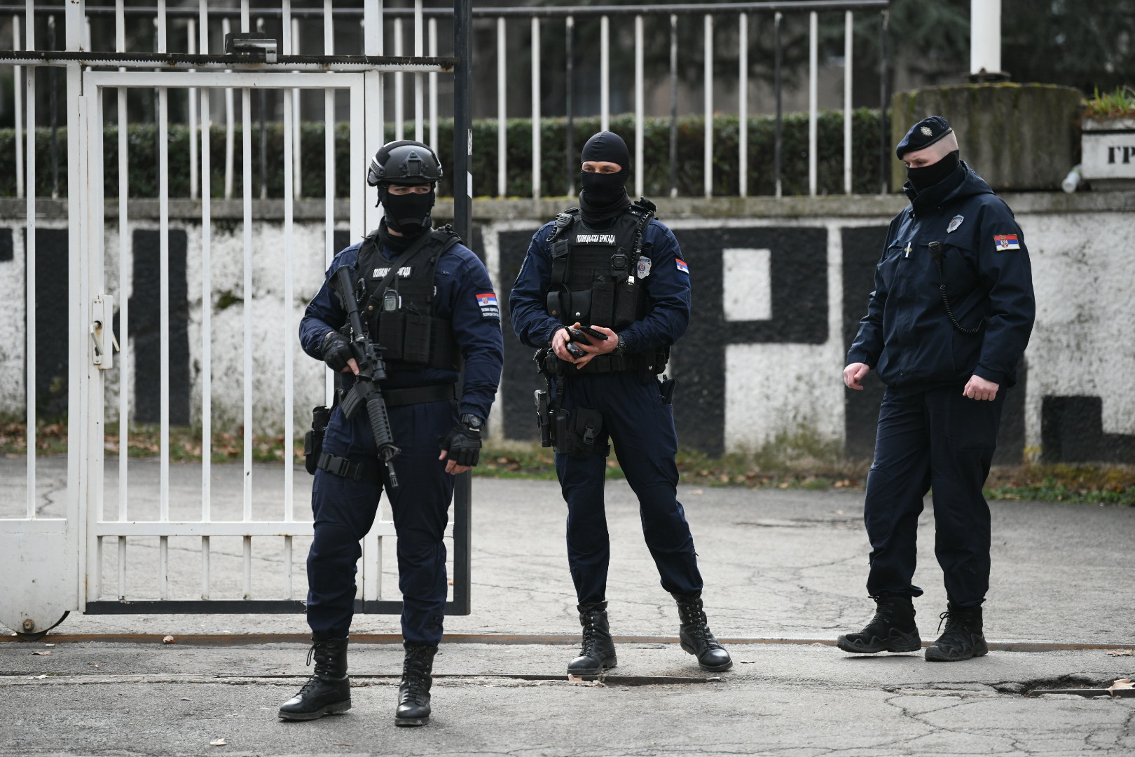 Beograd 04.02.2021. Policija ispred stadiona fudbalskog kluba Partizan, Partizan, žandarmerija Foto: Vesna Lalić/Nova.rs