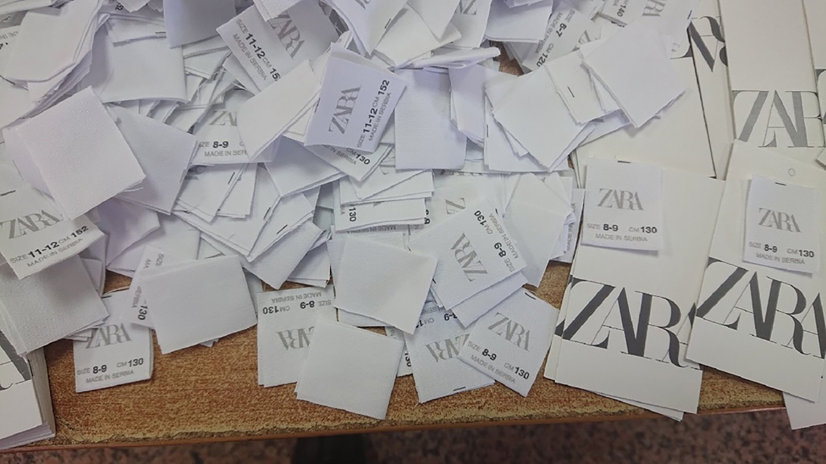 Granični prelaz Gradina, zaplena, zaplenjene etikete, Zara, etiketa Foto: Uprava carina