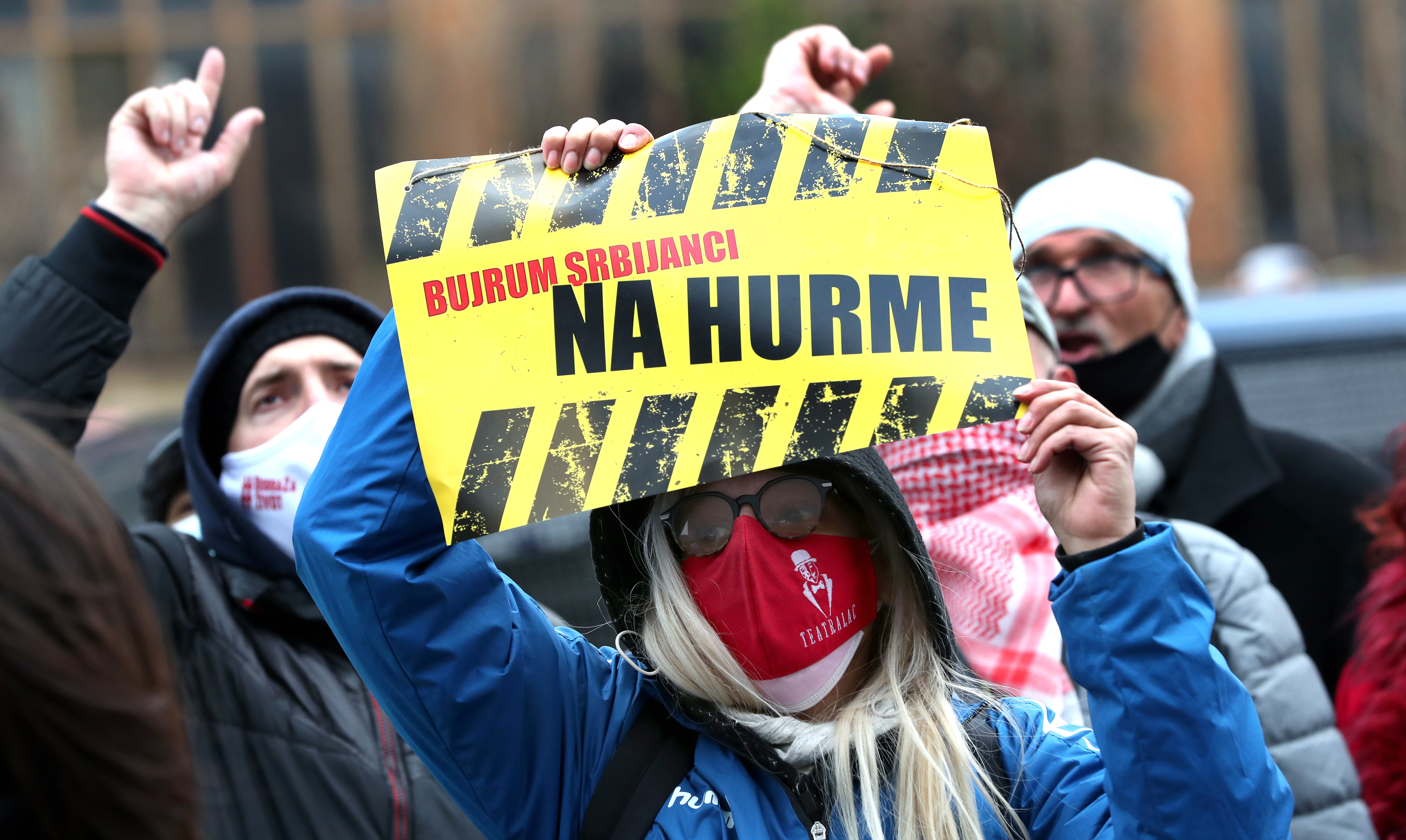 Bosnians protest in Sarajevo, Bosnia